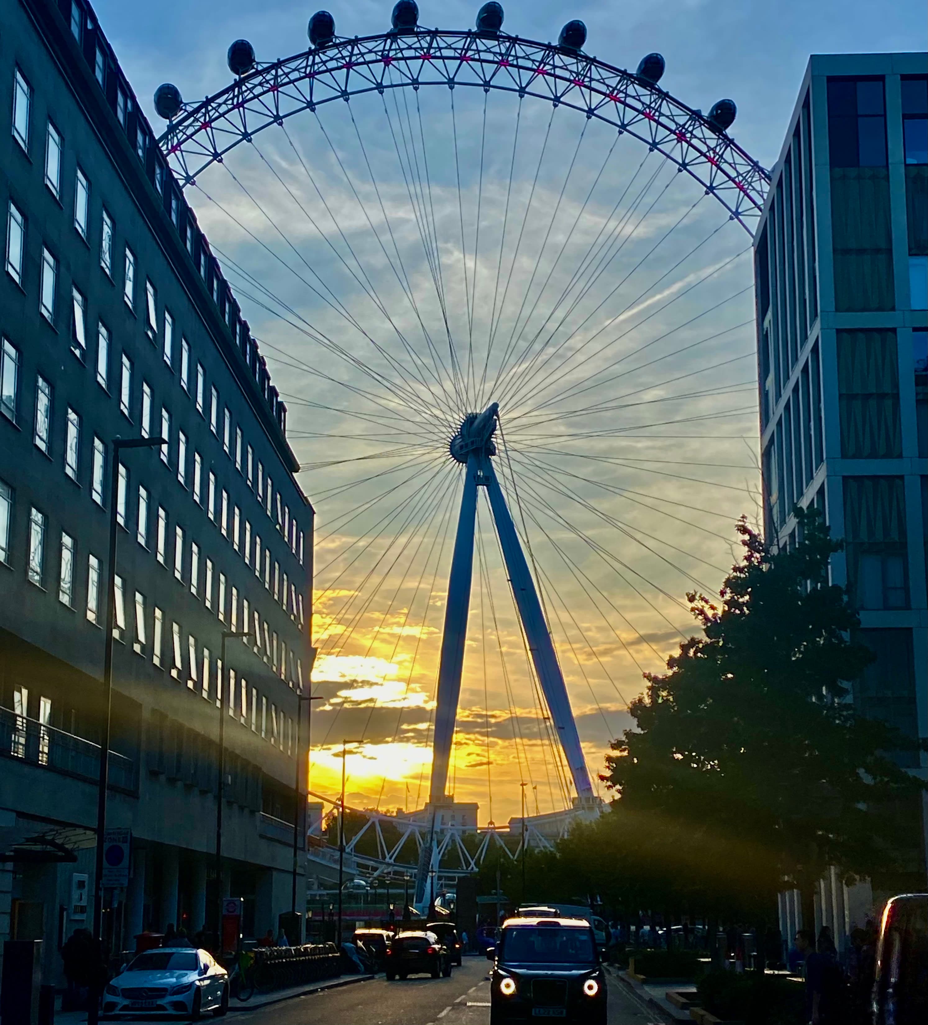 Beautiful view of London Eye sunset