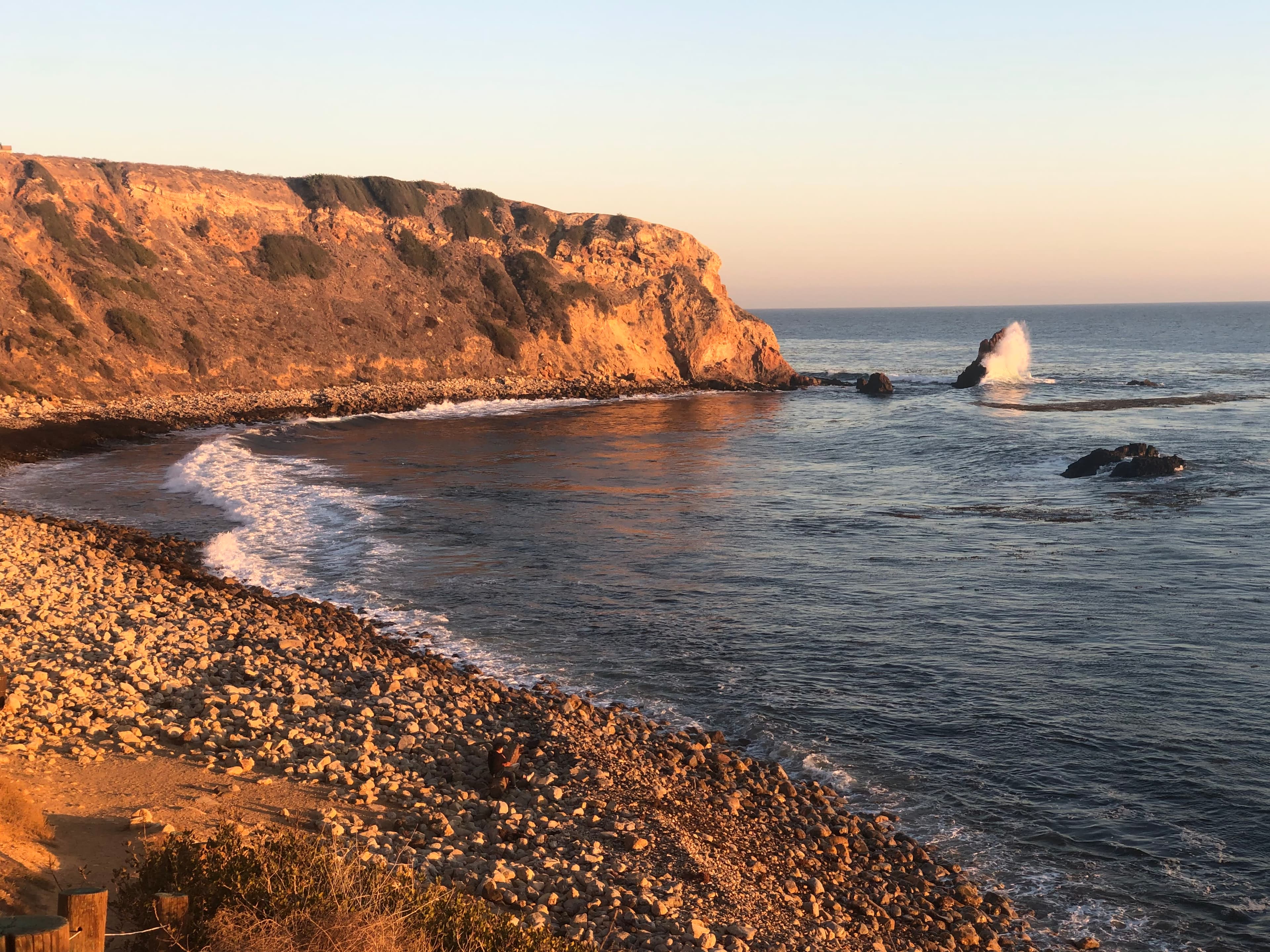 Beautiful view of an empty Pelican Cove, Palos Verdes, South Los Angeles at sunset