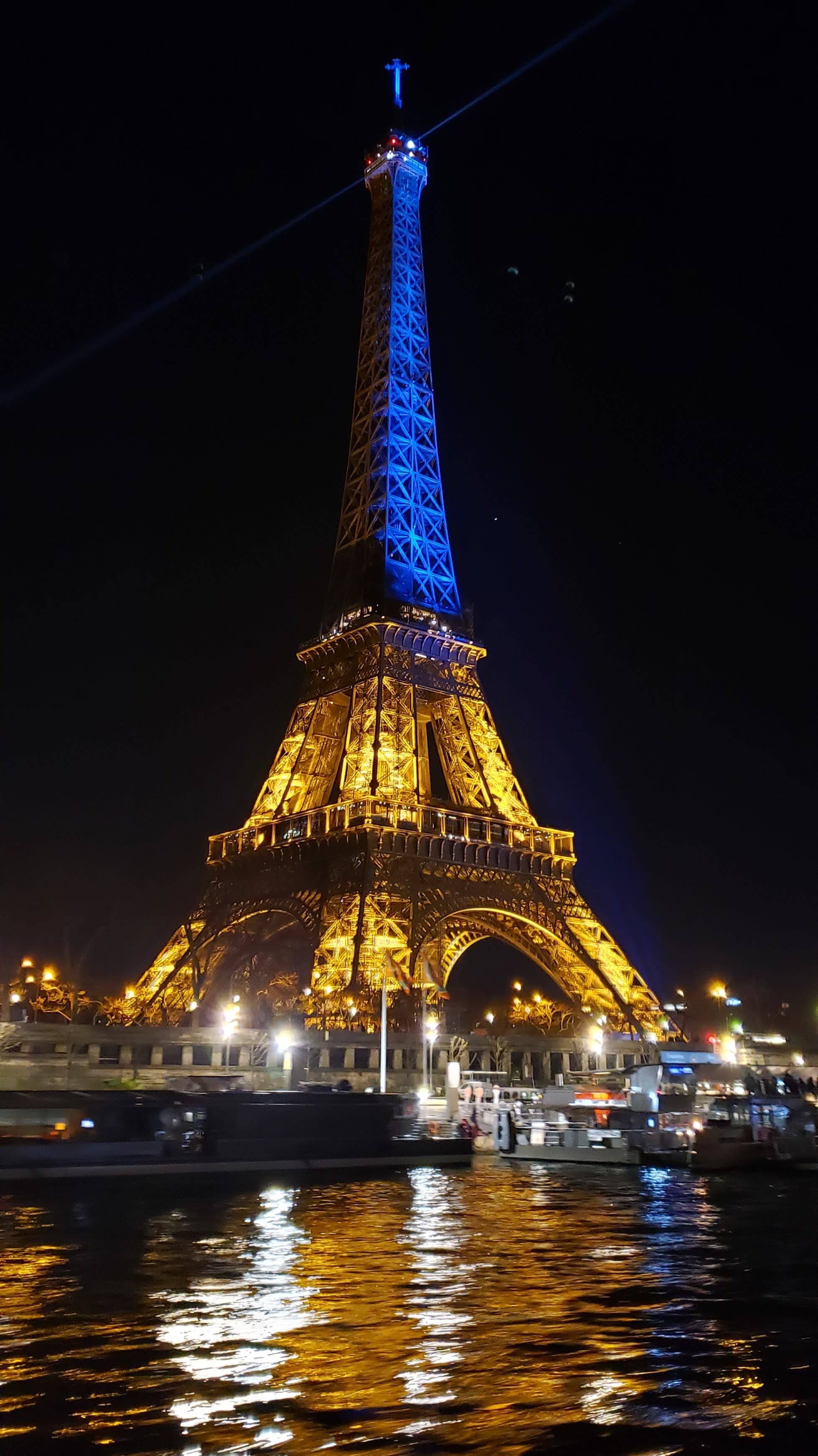 The Eiffel Tower in blue and yellow for Ukraine Solidarity