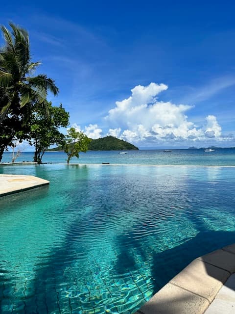 View of a beautiful infinity pool stretching out to sea