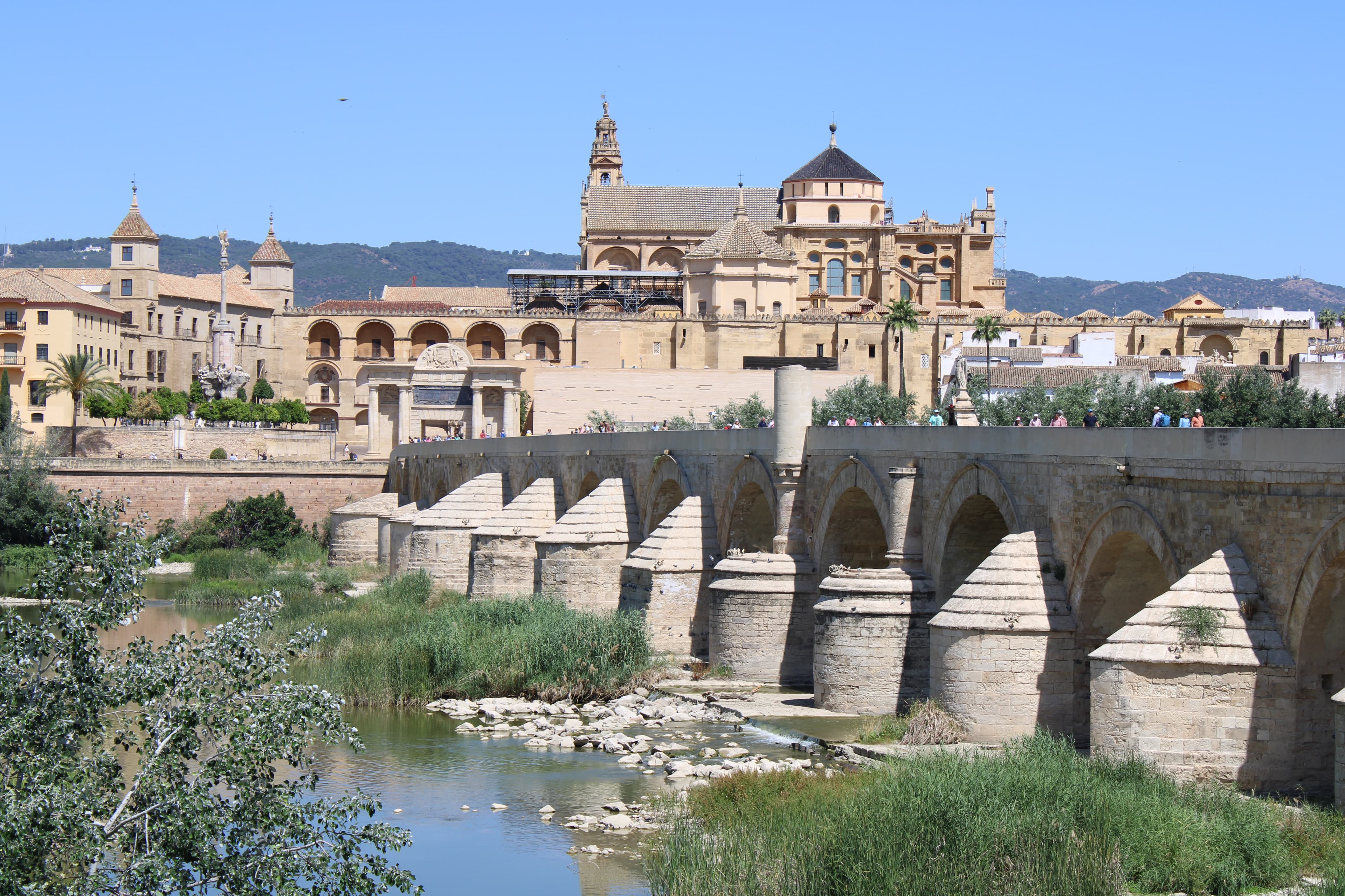 An image of a waterway and classic buildings in the distance on a sunny day.