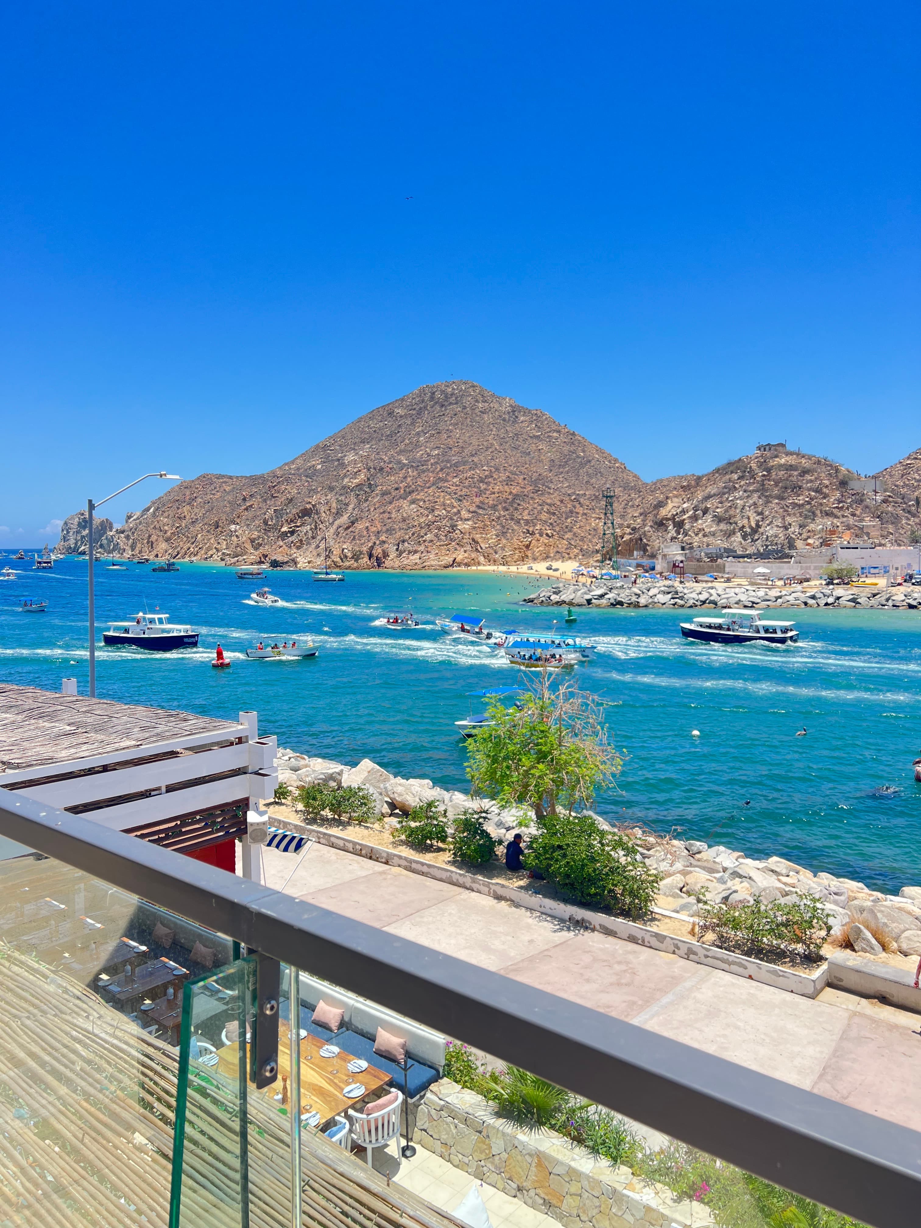 Mountain view of blue ocean in the day.