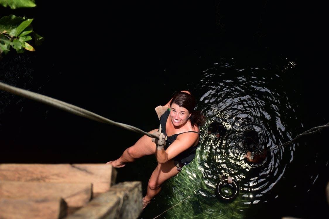 Advisor dropping into a cenote.