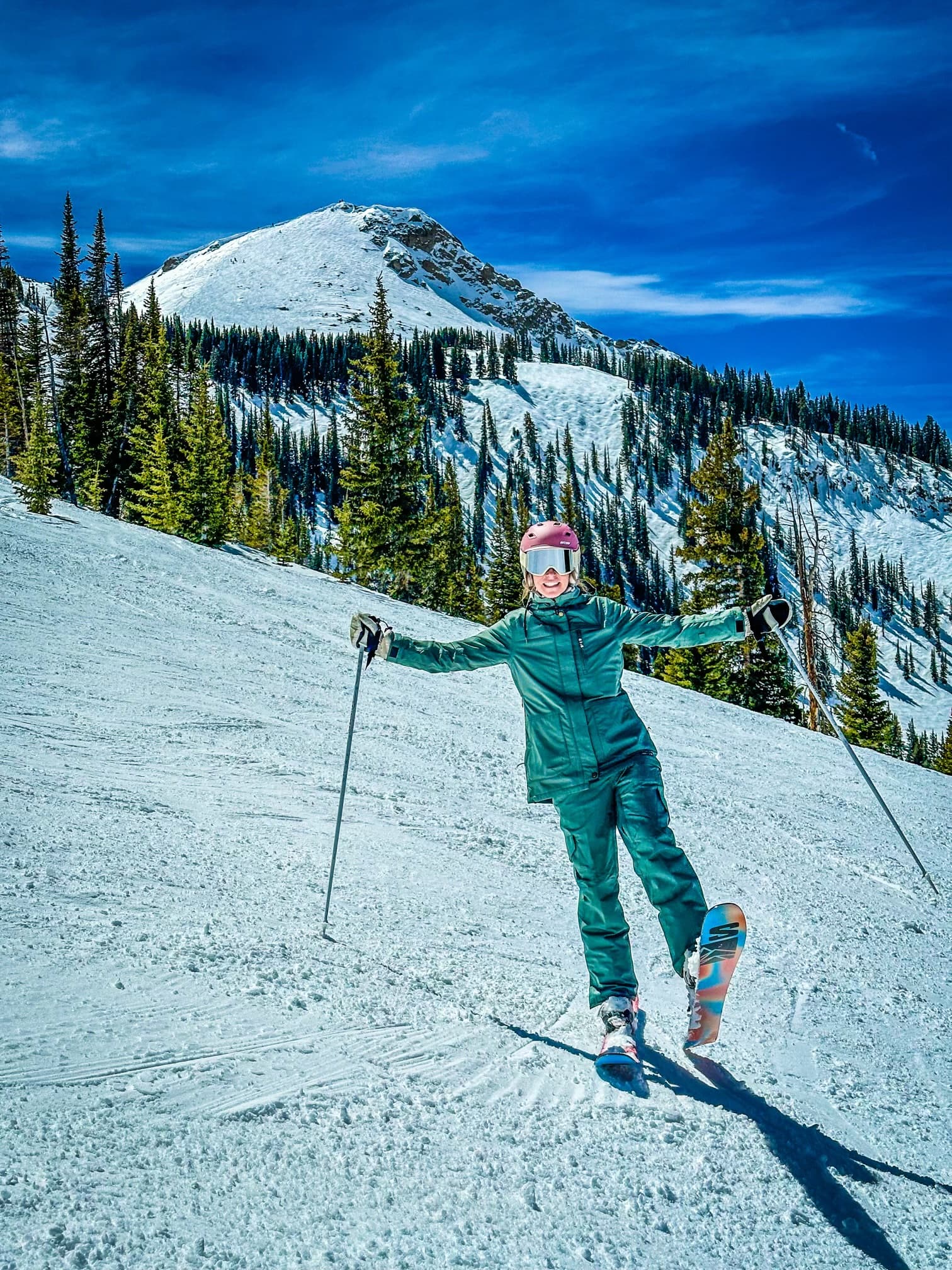 Skiing on the mountains.