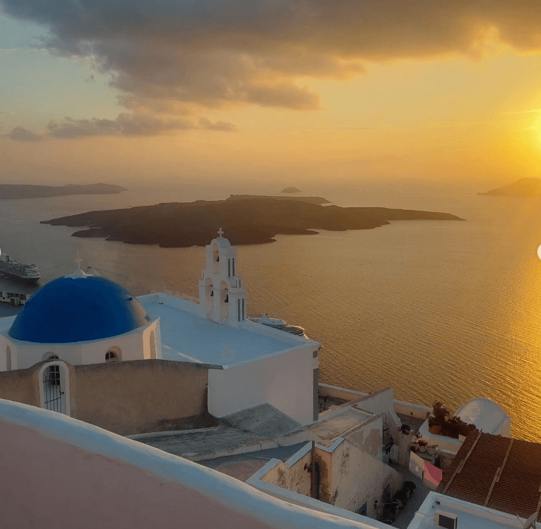 Sunset over Santorini.