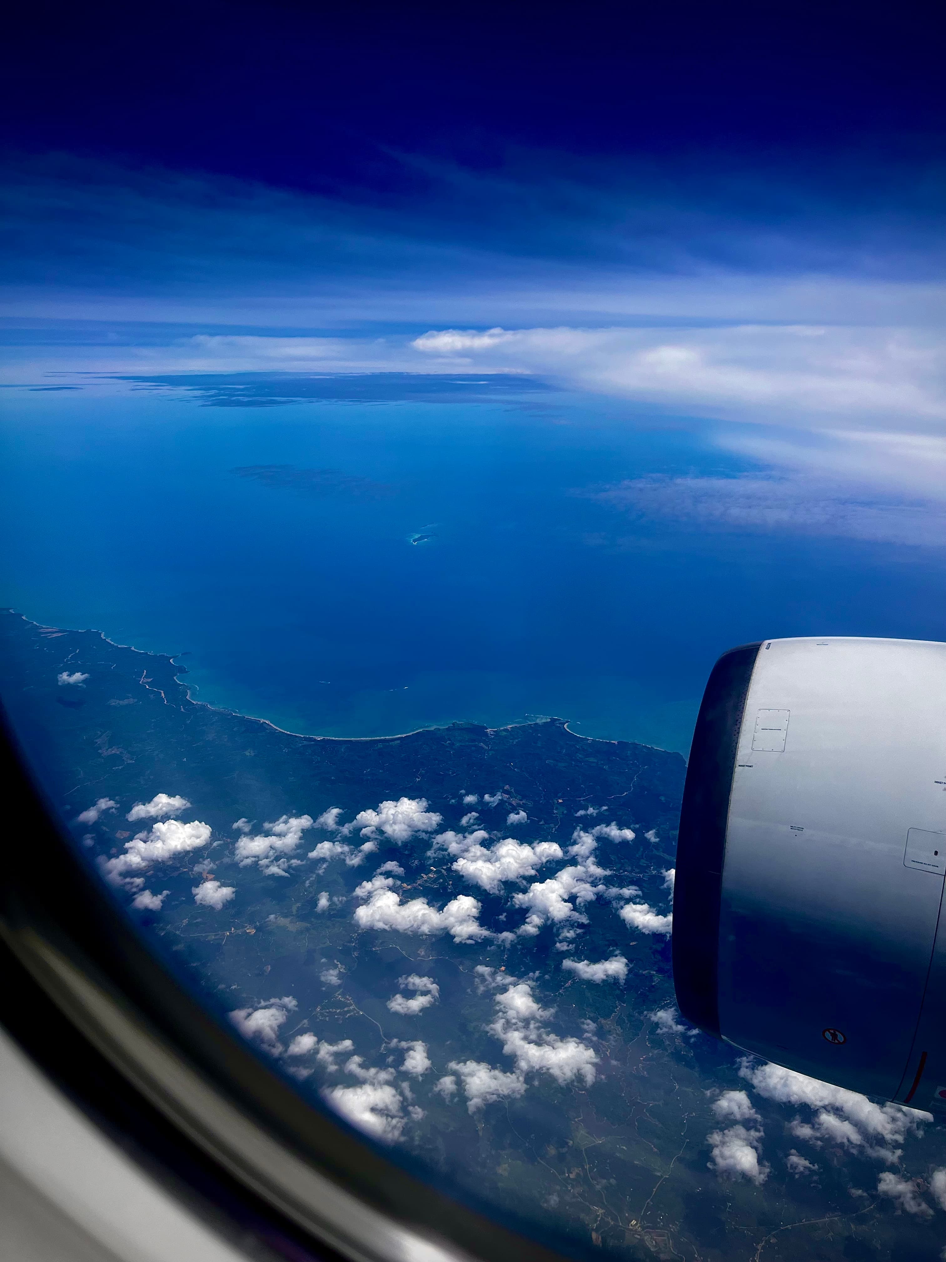 Blue sky views from an airplane.
