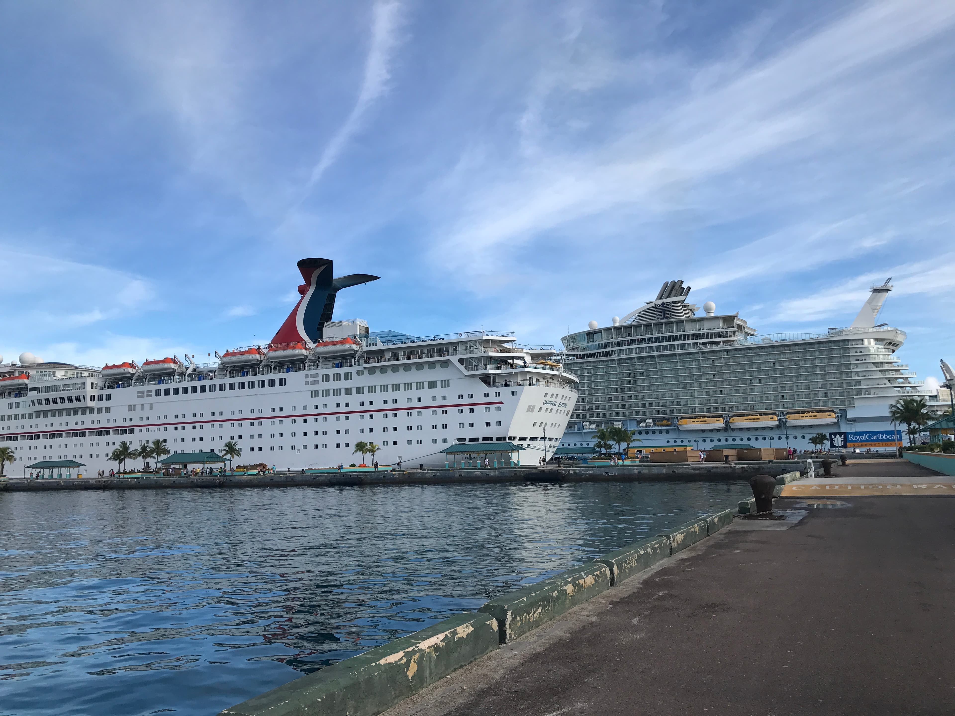 Cruise ships by the harbor.