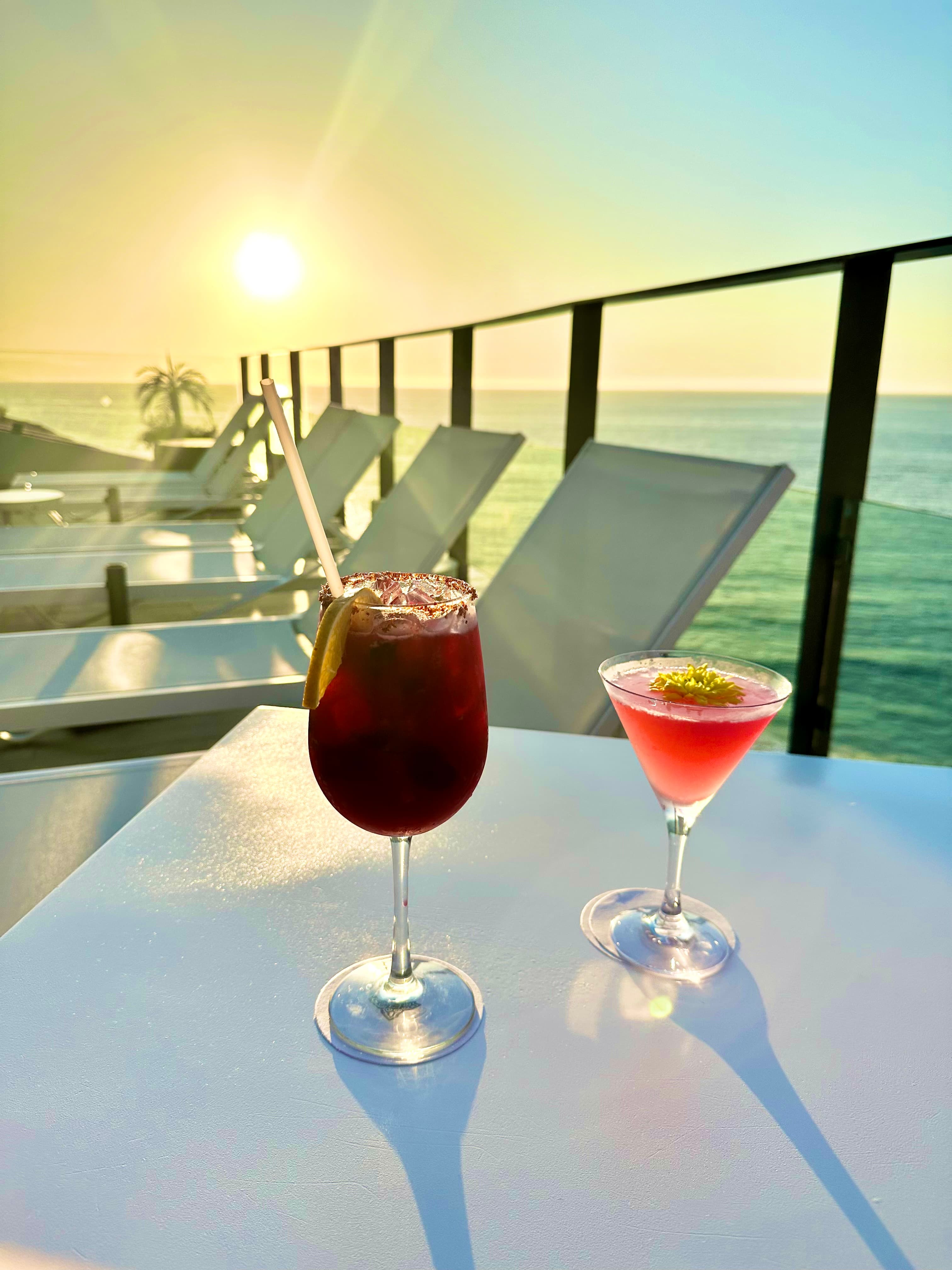 Drinks by the water.