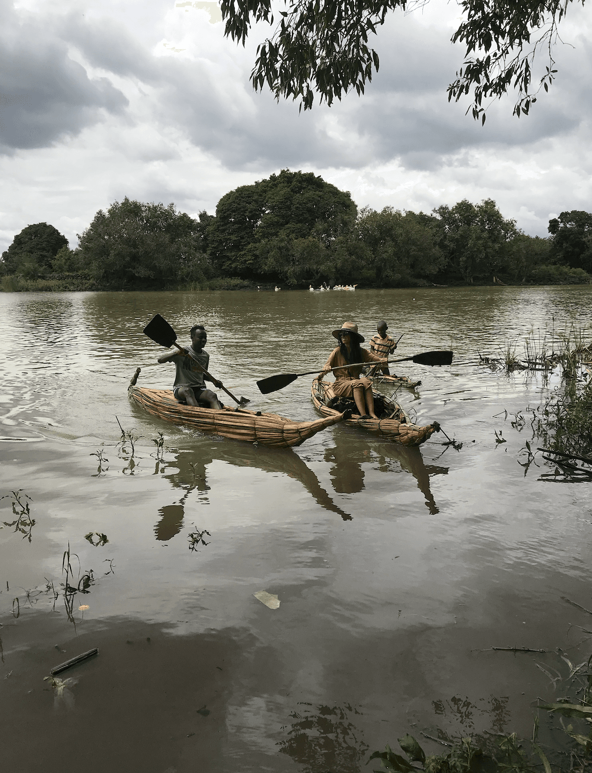 Boats on river.