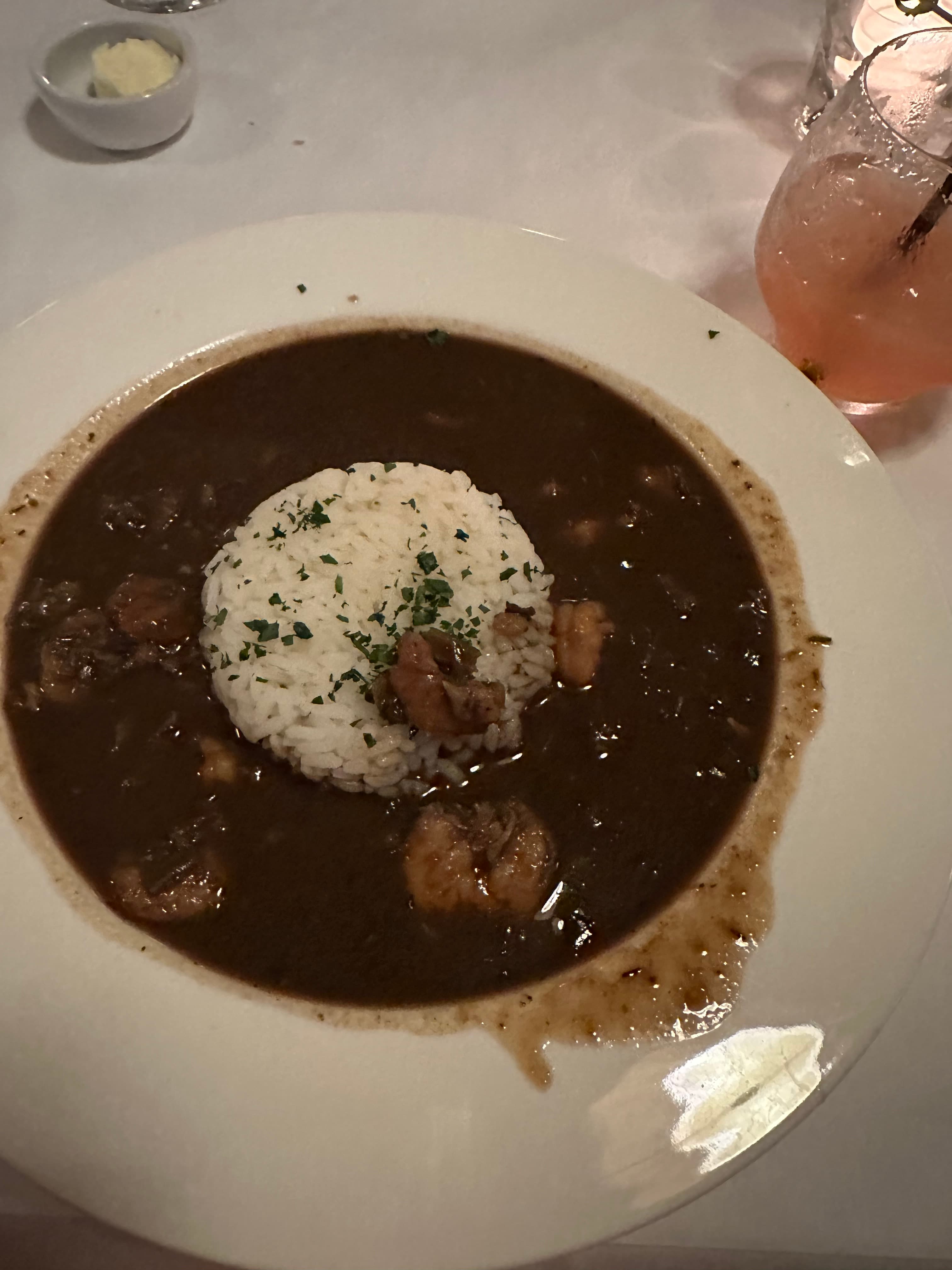 A plate of food sitting on a table.