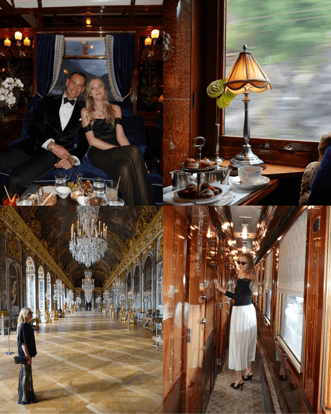 Collage photos of Nicola in various places indoors.