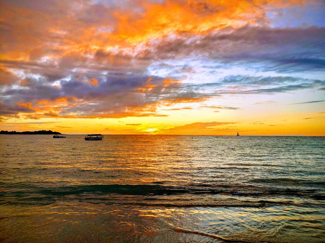 View of a beautiful orange sunset over the sea