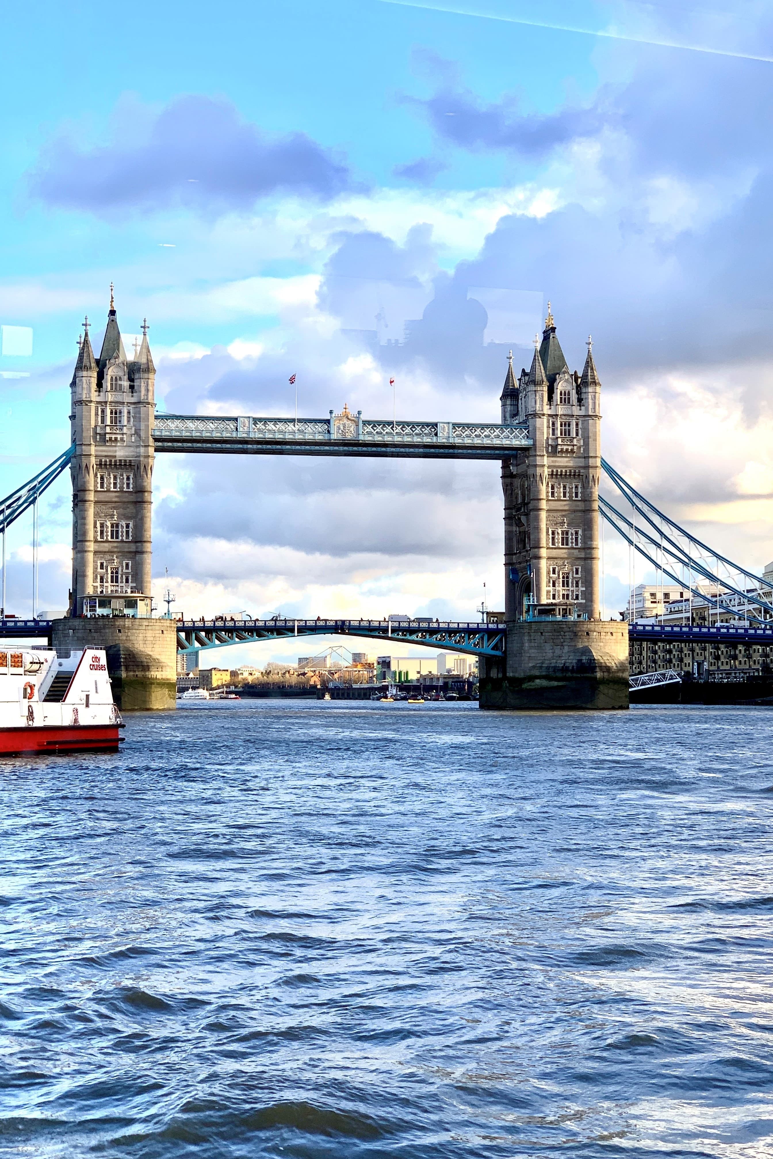 View of the London Tower Bridge on a sunny day