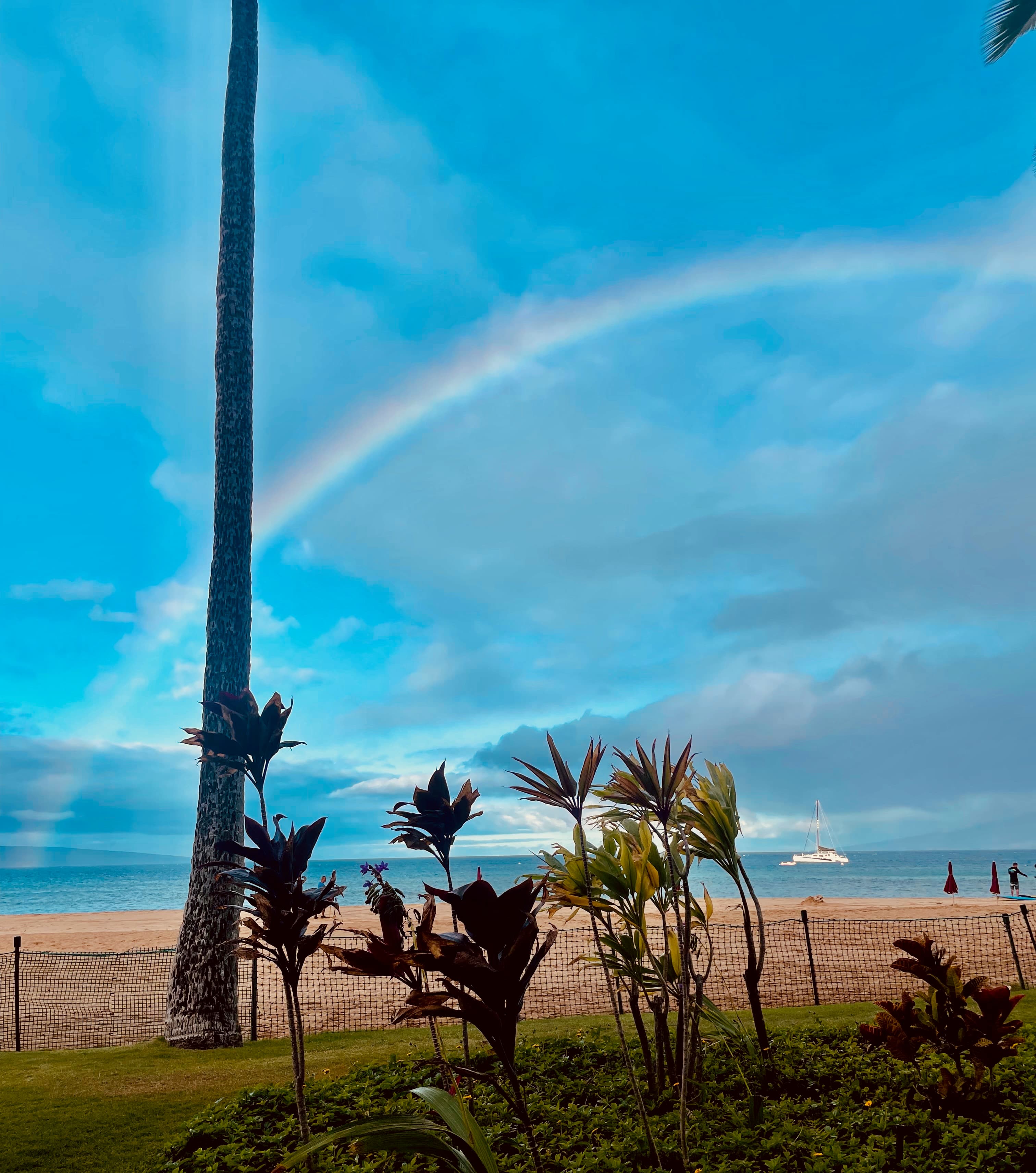 View of a beautiful rainbow over the seaside