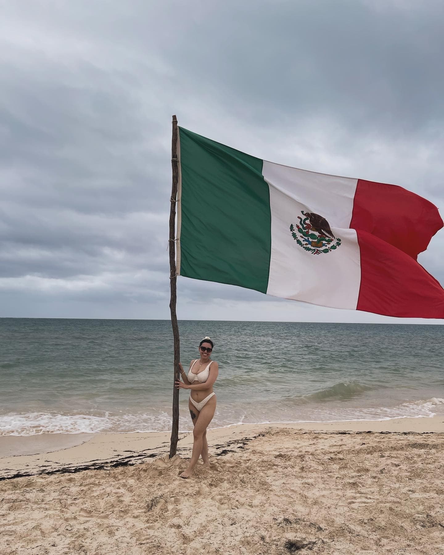 Flag on beach.