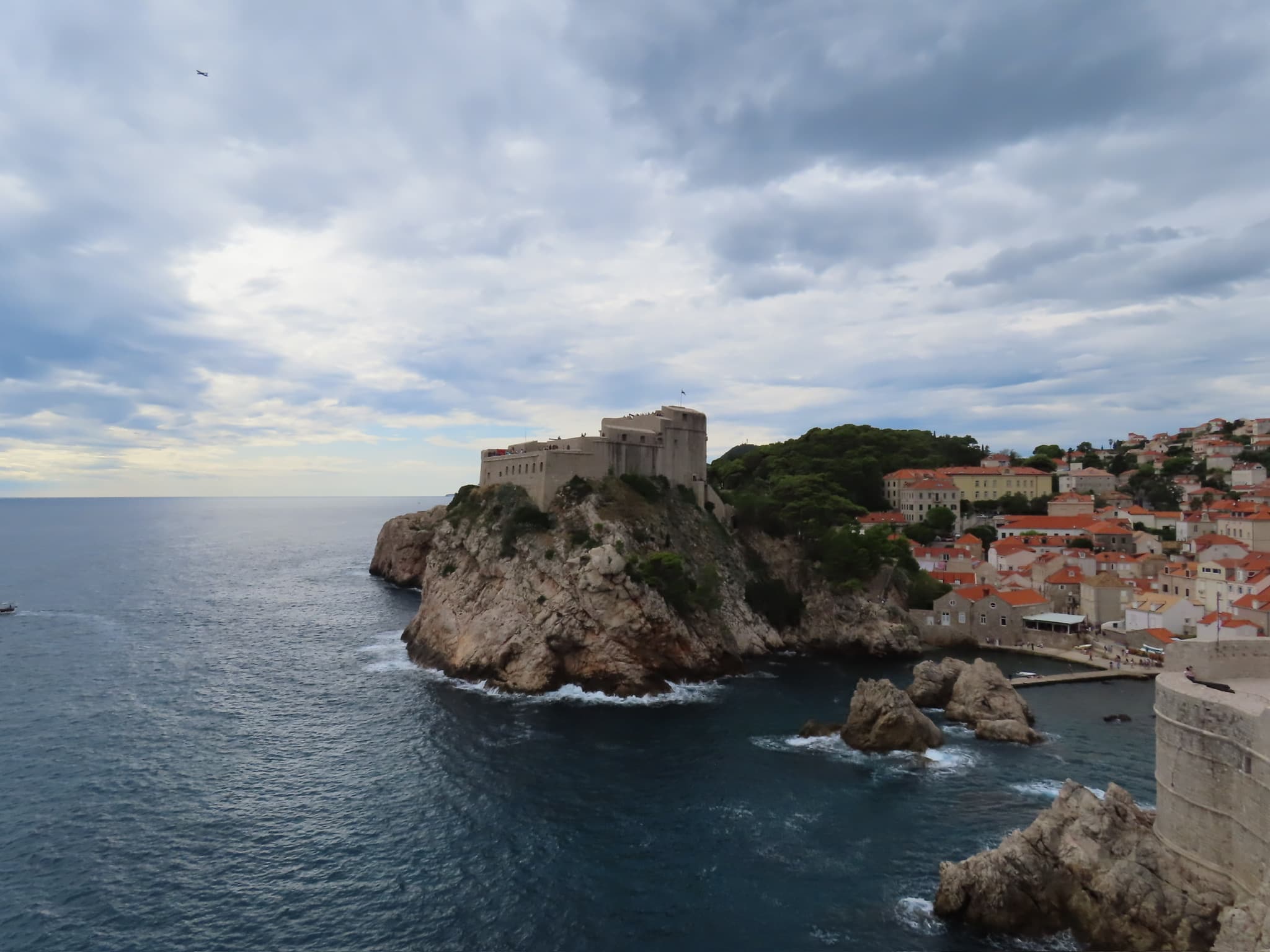View of a fortress in Dubrovnik, Croatia on a cloudy day