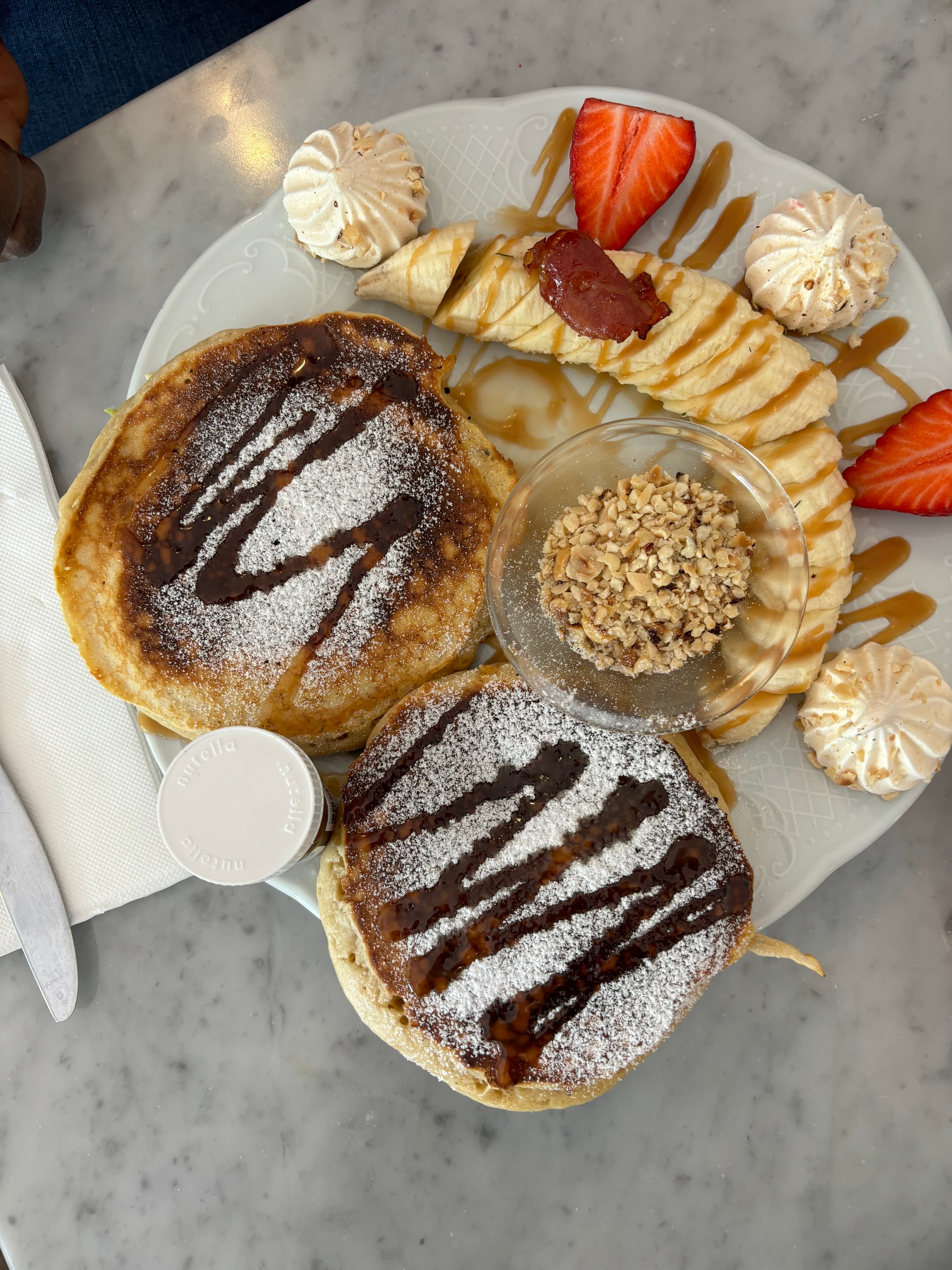 Dessert and fruit on a white plate
