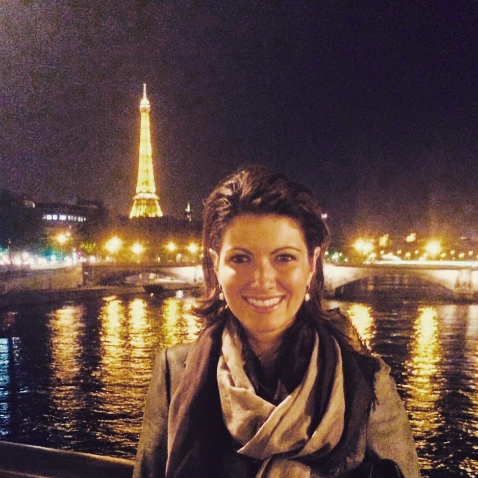 Eiffel Tower at night.