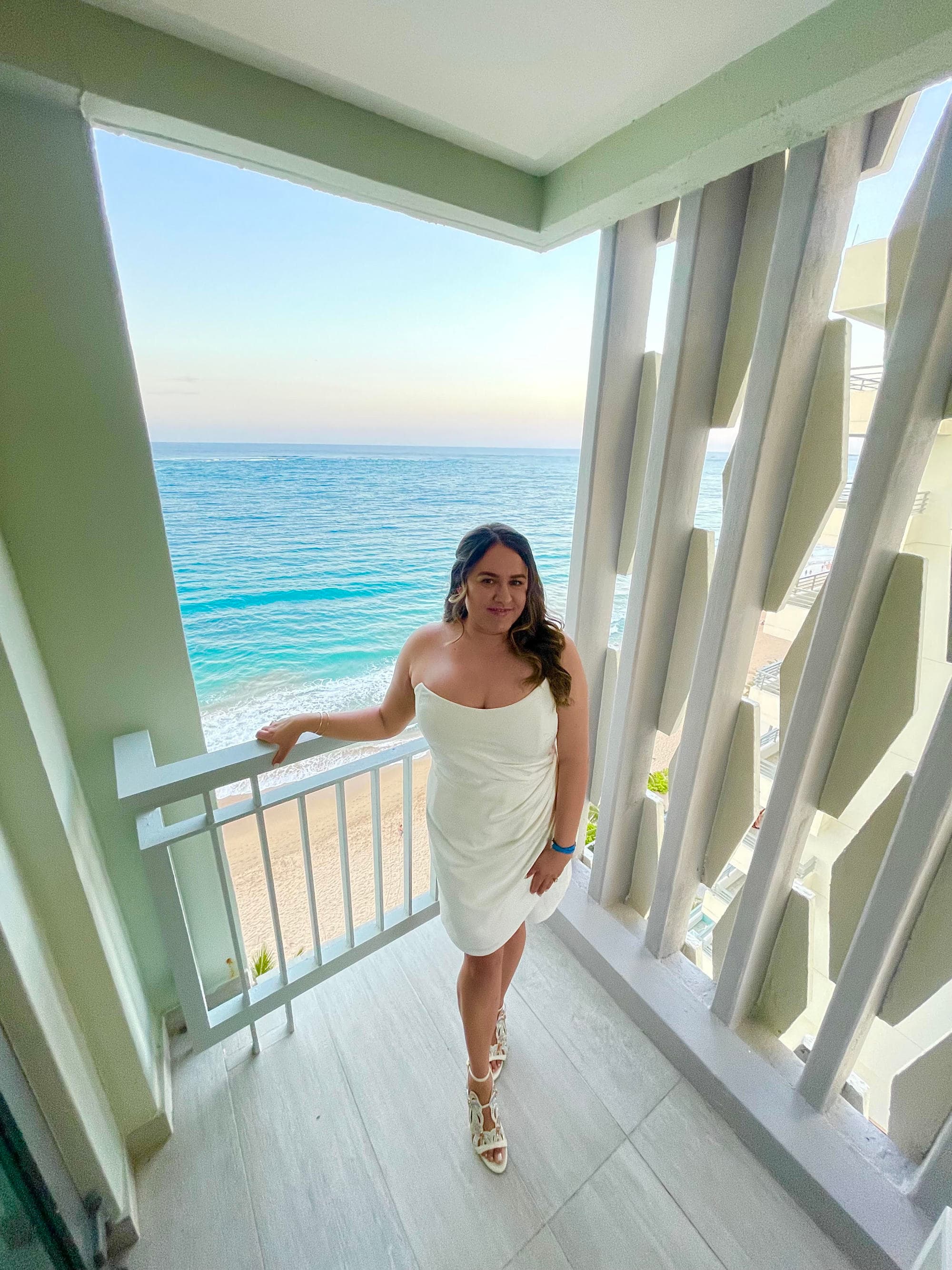 Woman in white dress.