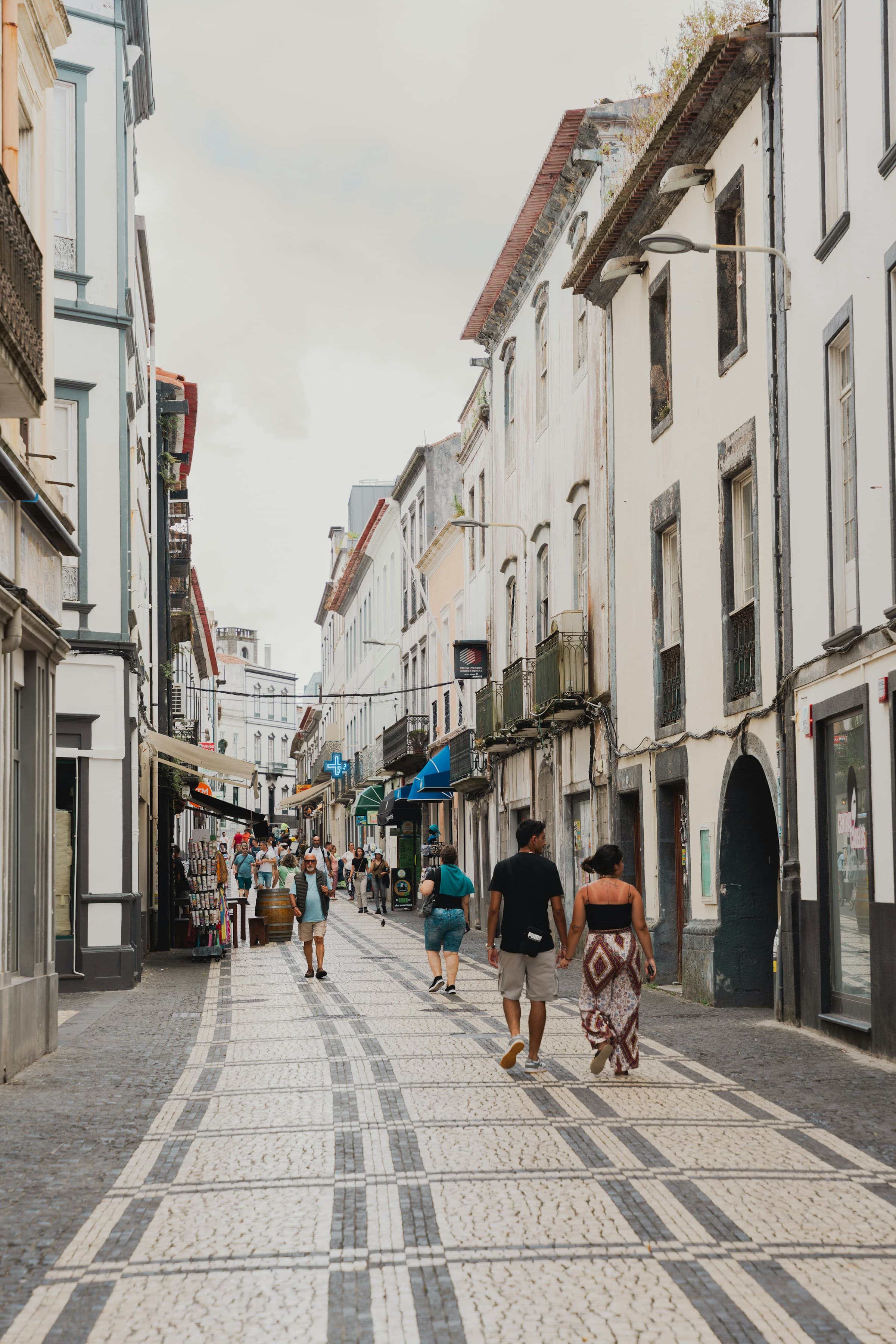 Exploring the street of Ponta Delgada, Portugal during the daytime.