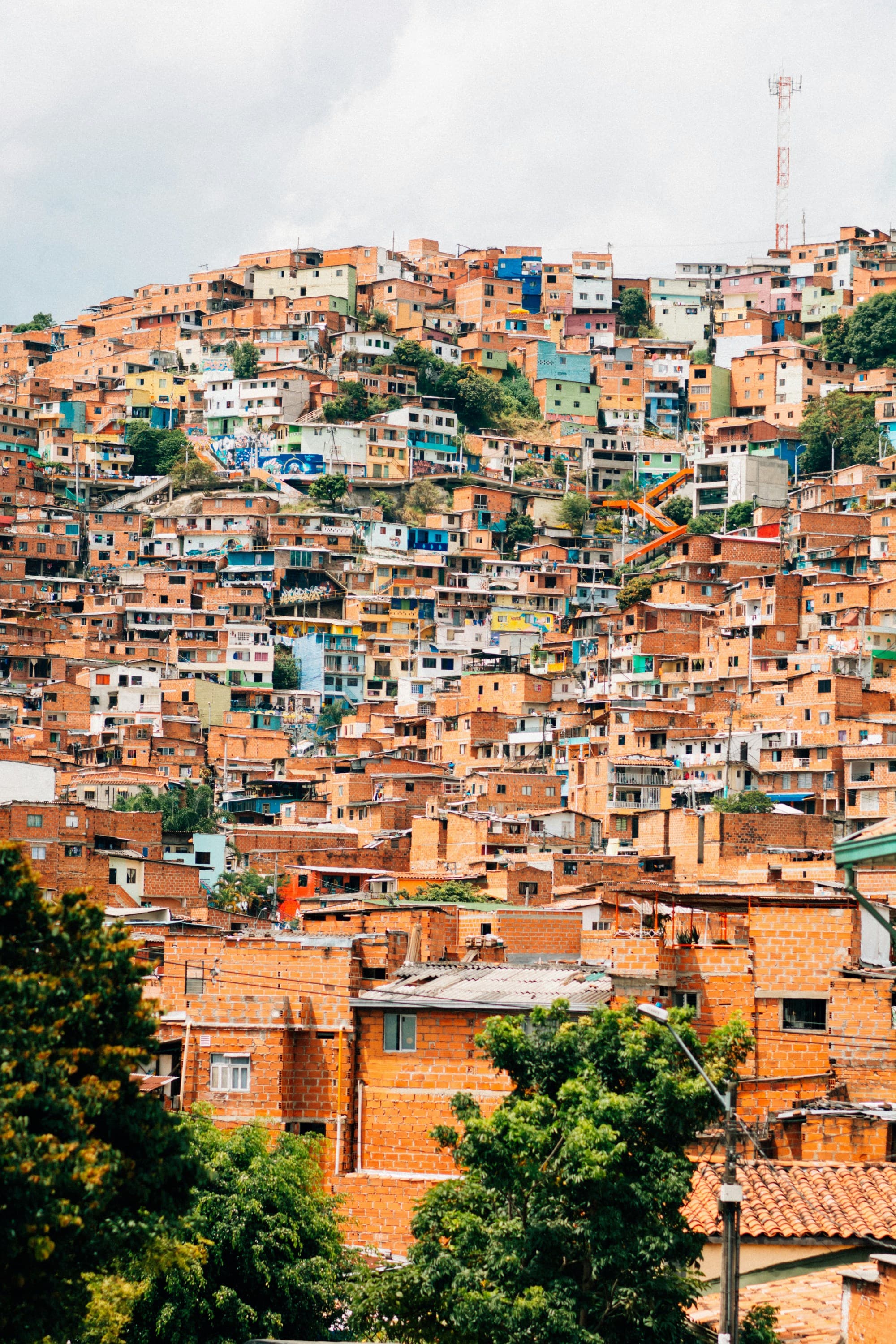 A hillside full of colorful houses.