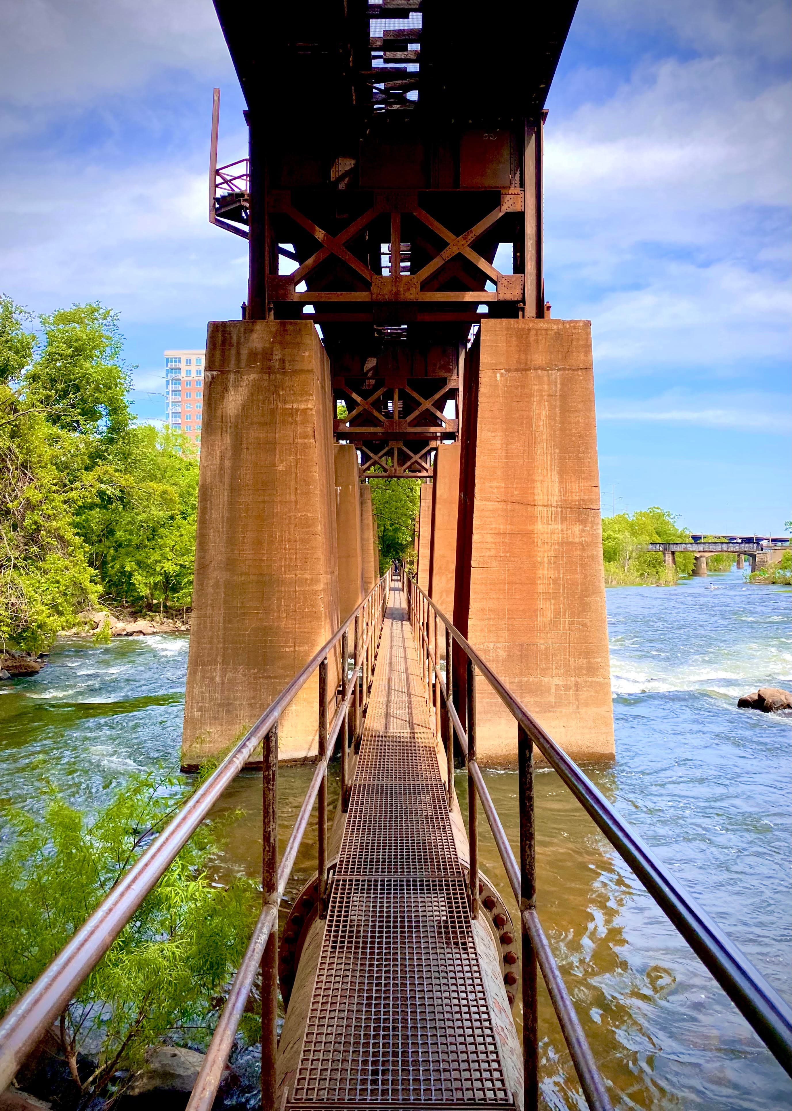 Pipeline Rapids walkway cuts across a portion of the James River
james river 2
