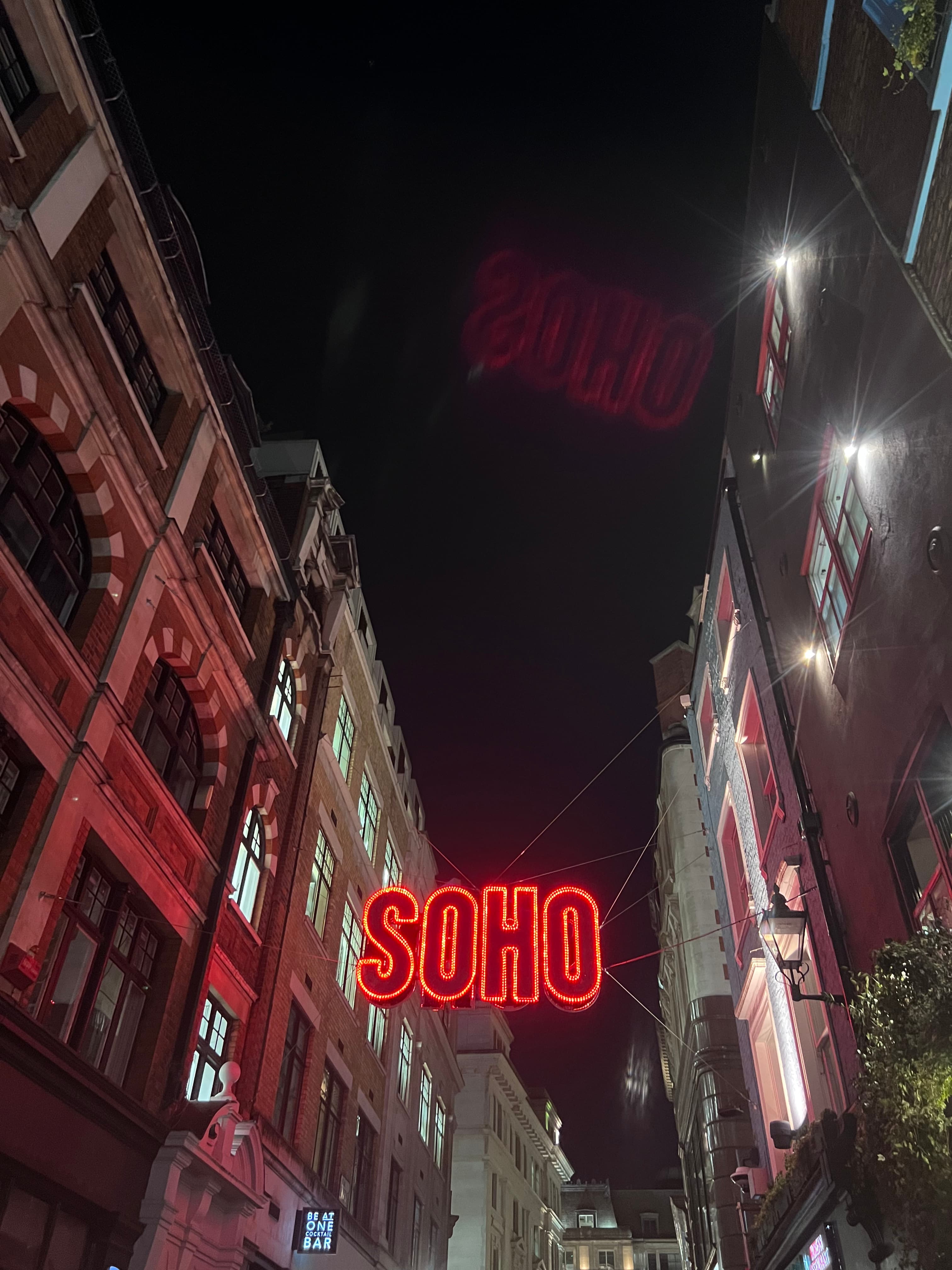 night view of the street Soho London city