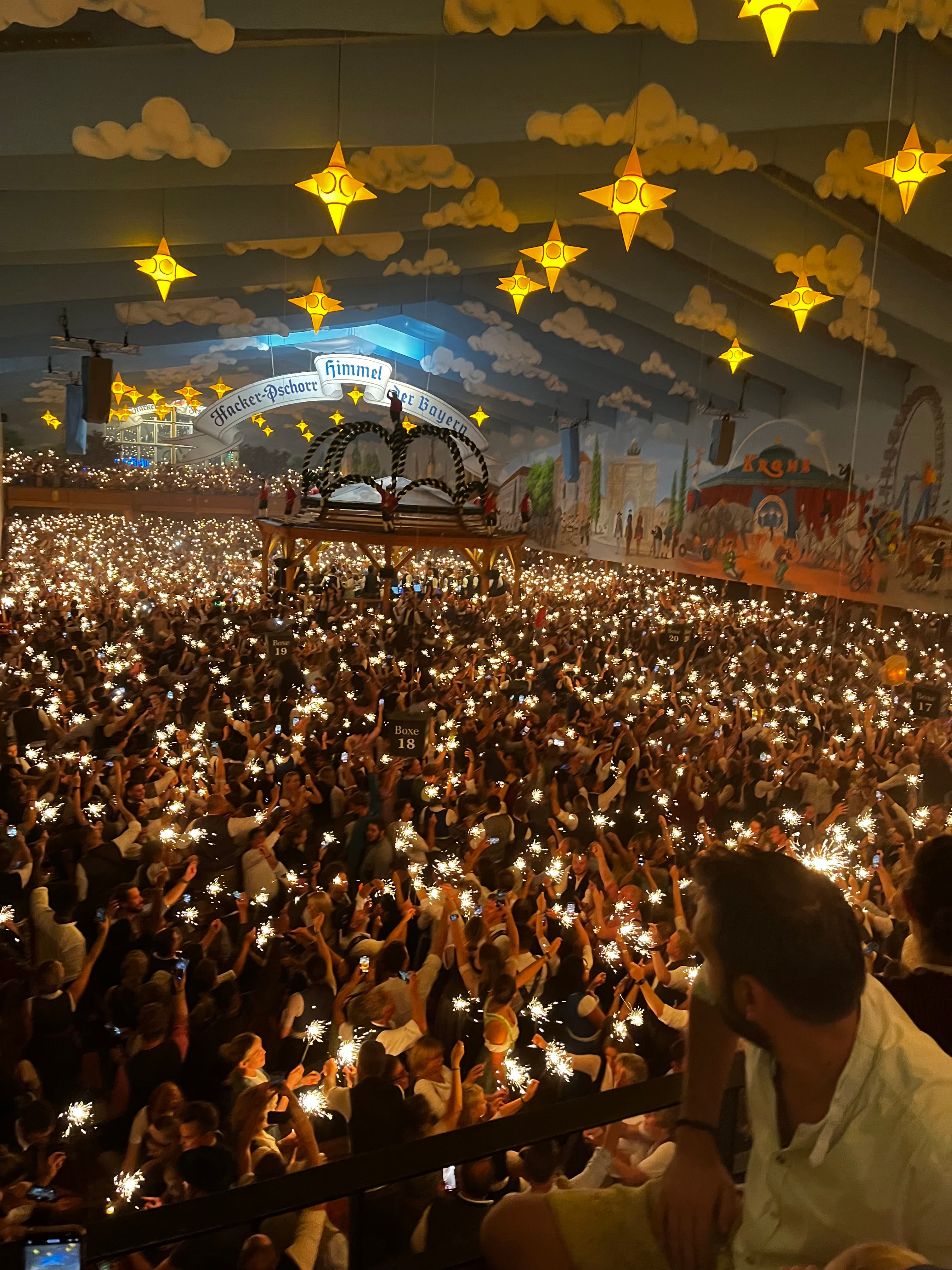 Oktoberfest closing ceremony with sparklers.