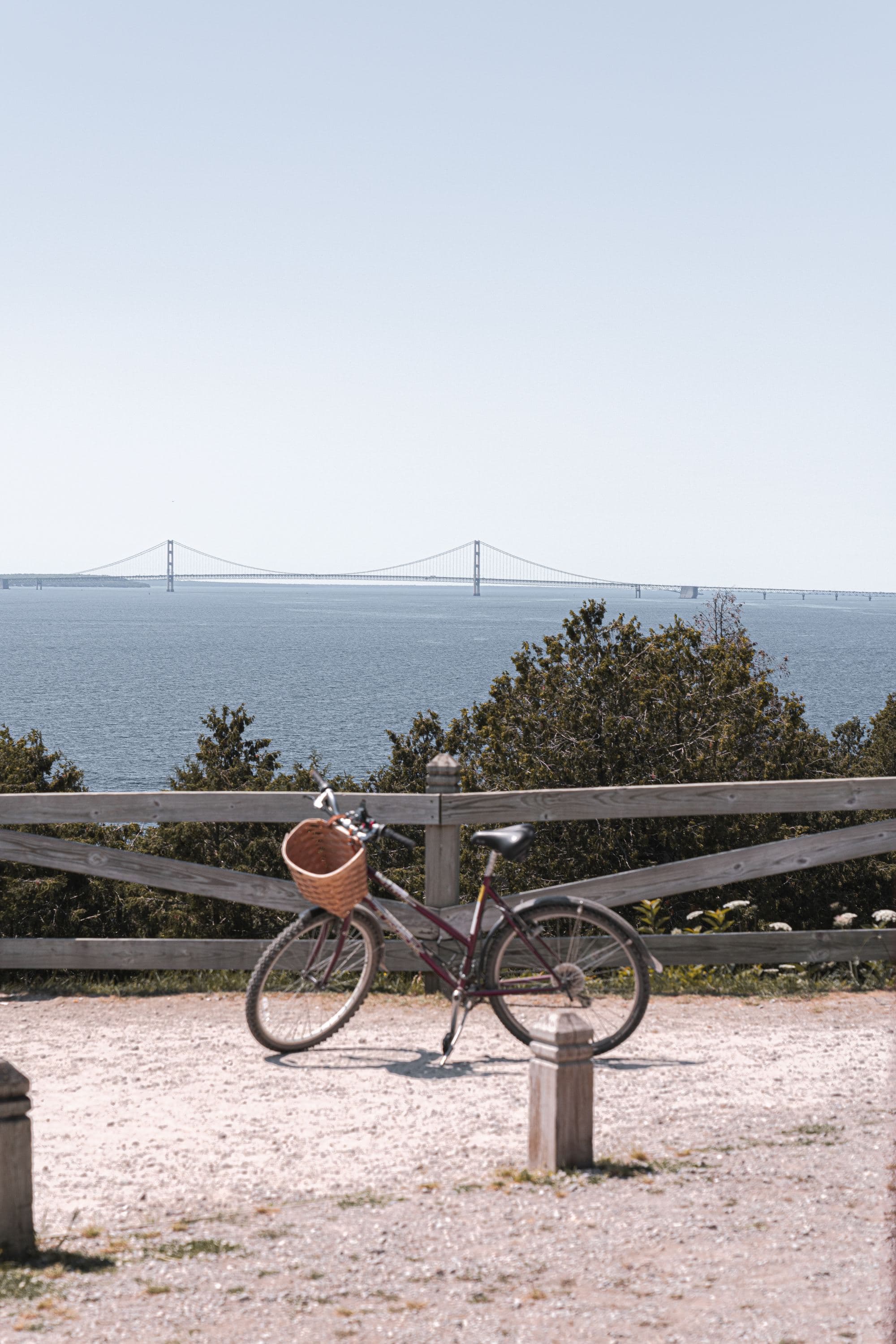 A bicycle in front of a beach