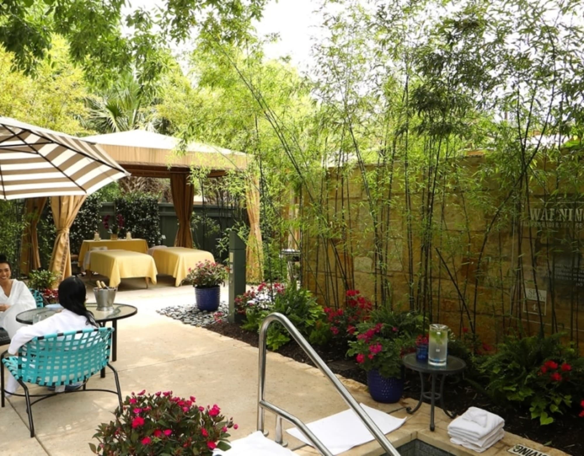 A lake house spa in daytime