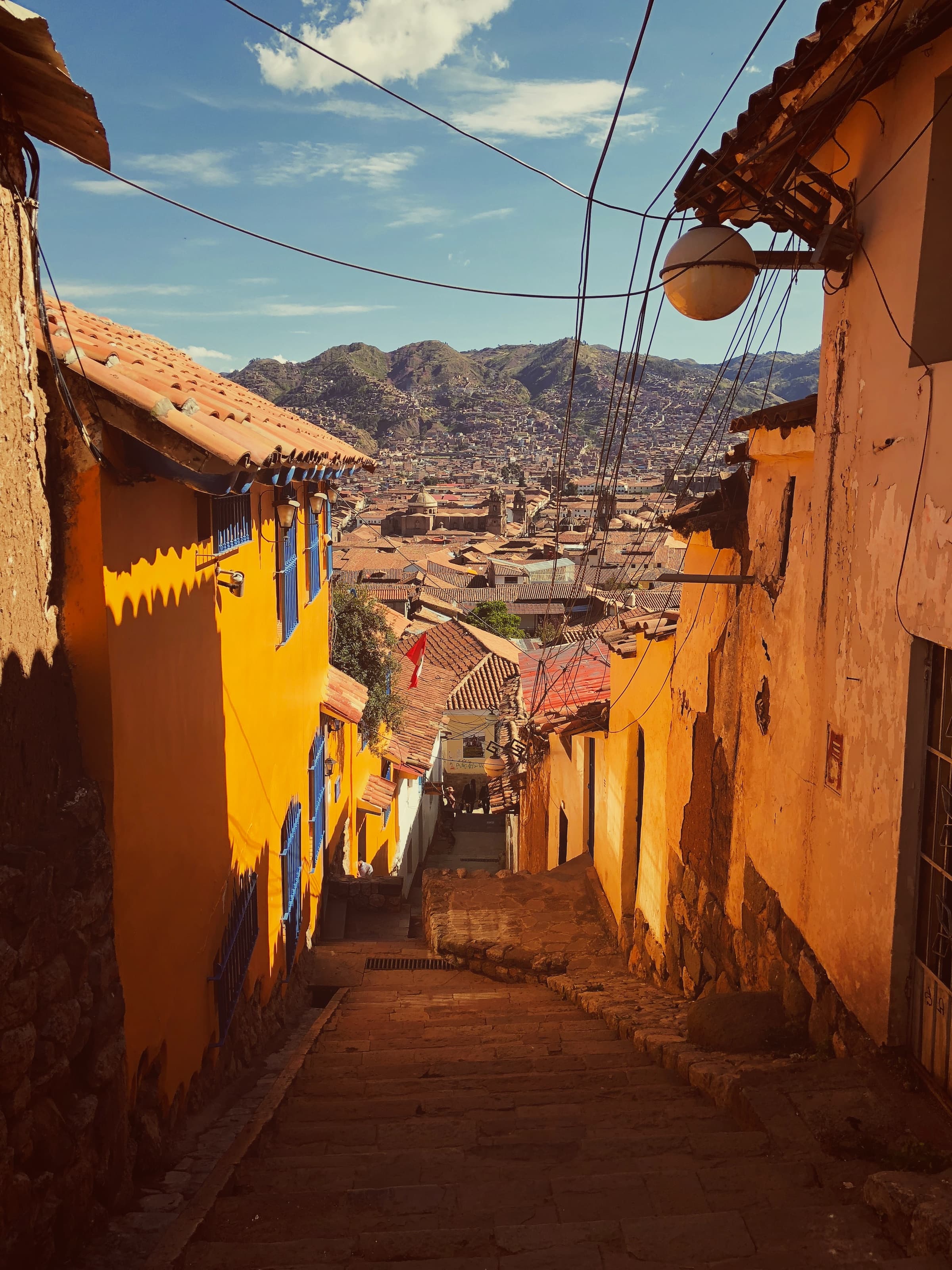 Alley with mountain view in Peru.