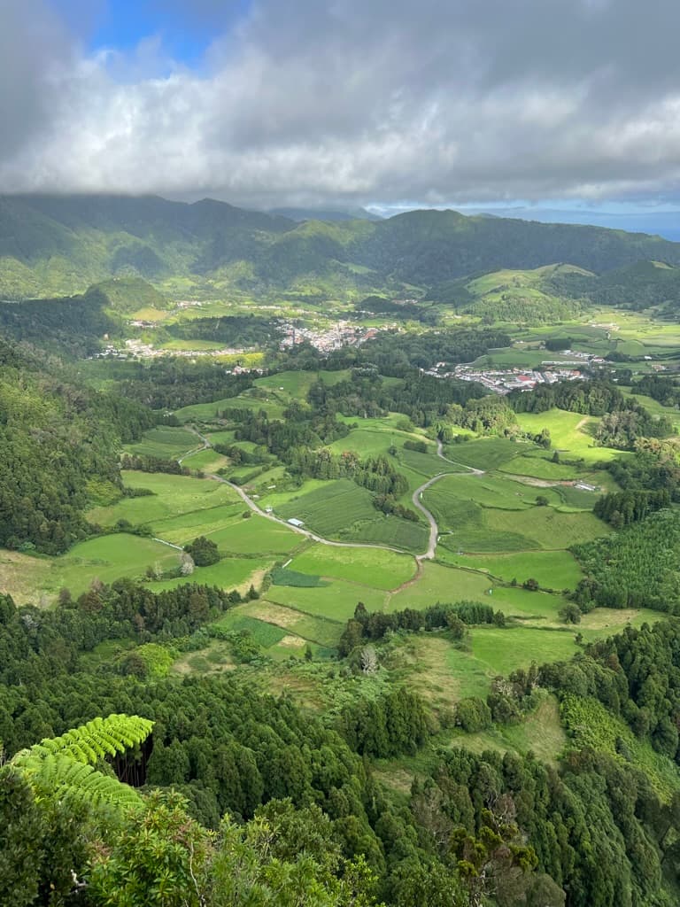 lush green fields and mountains