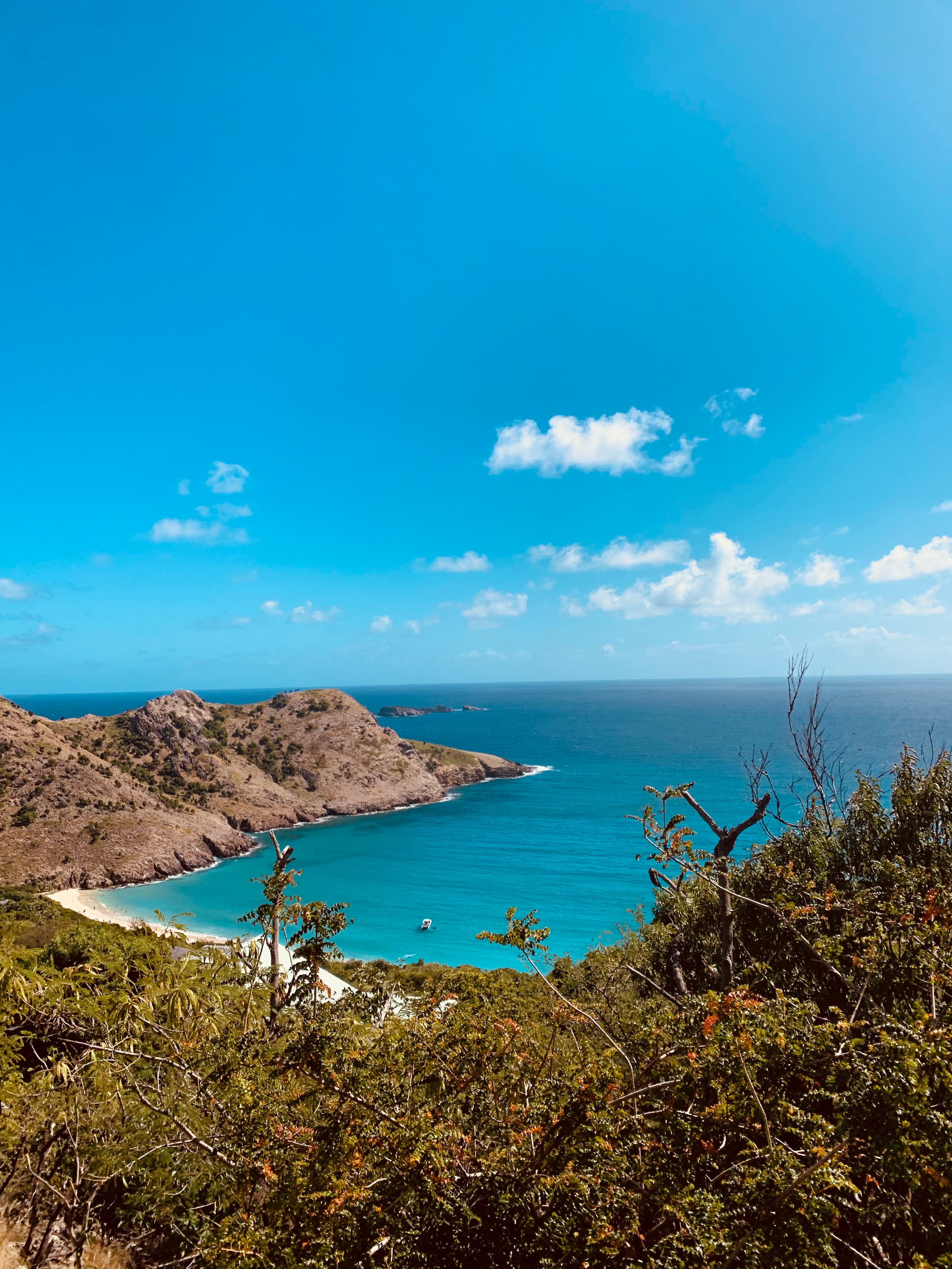 Bright blue water around St. Barth