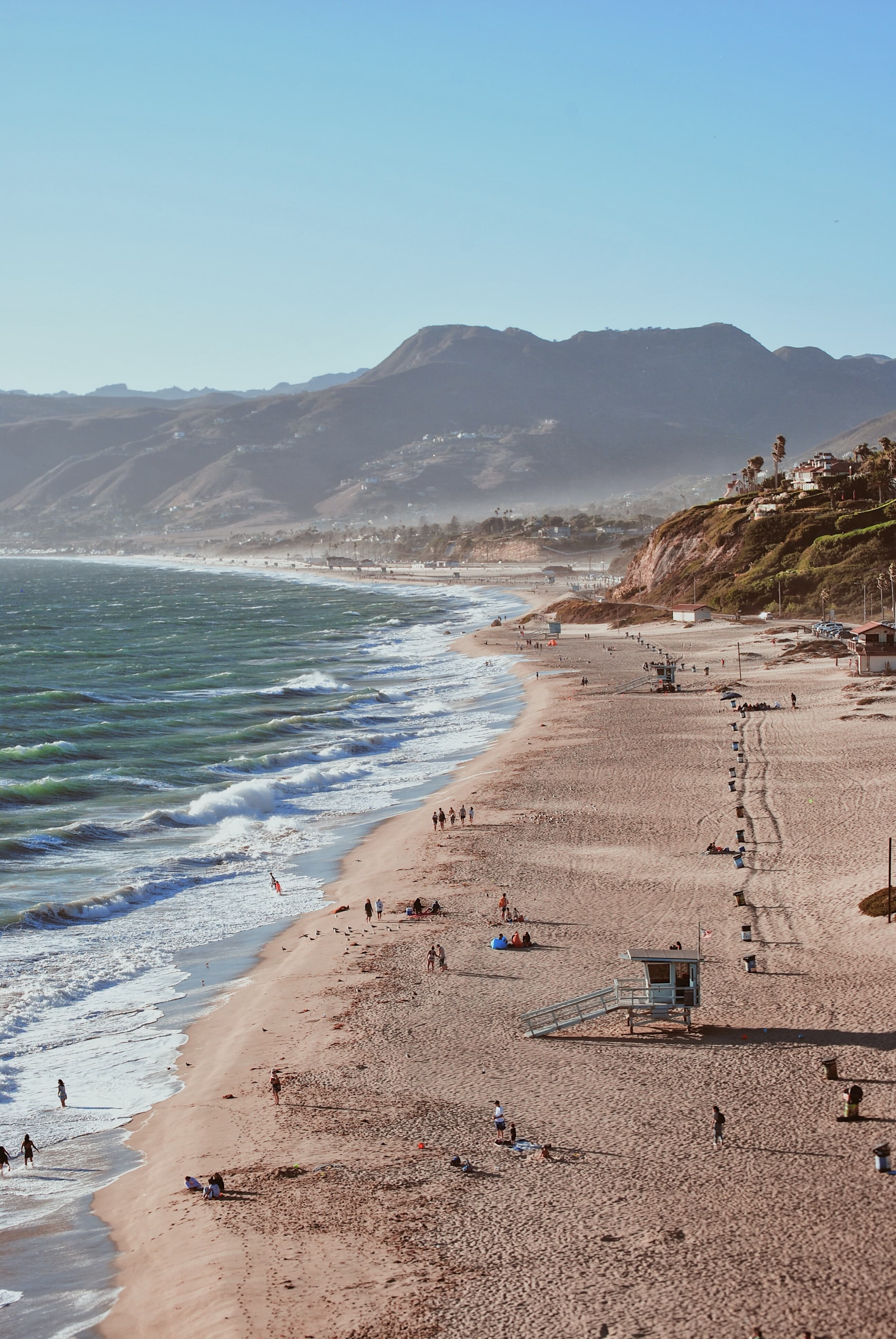 Beach coastline in Malibu, California.