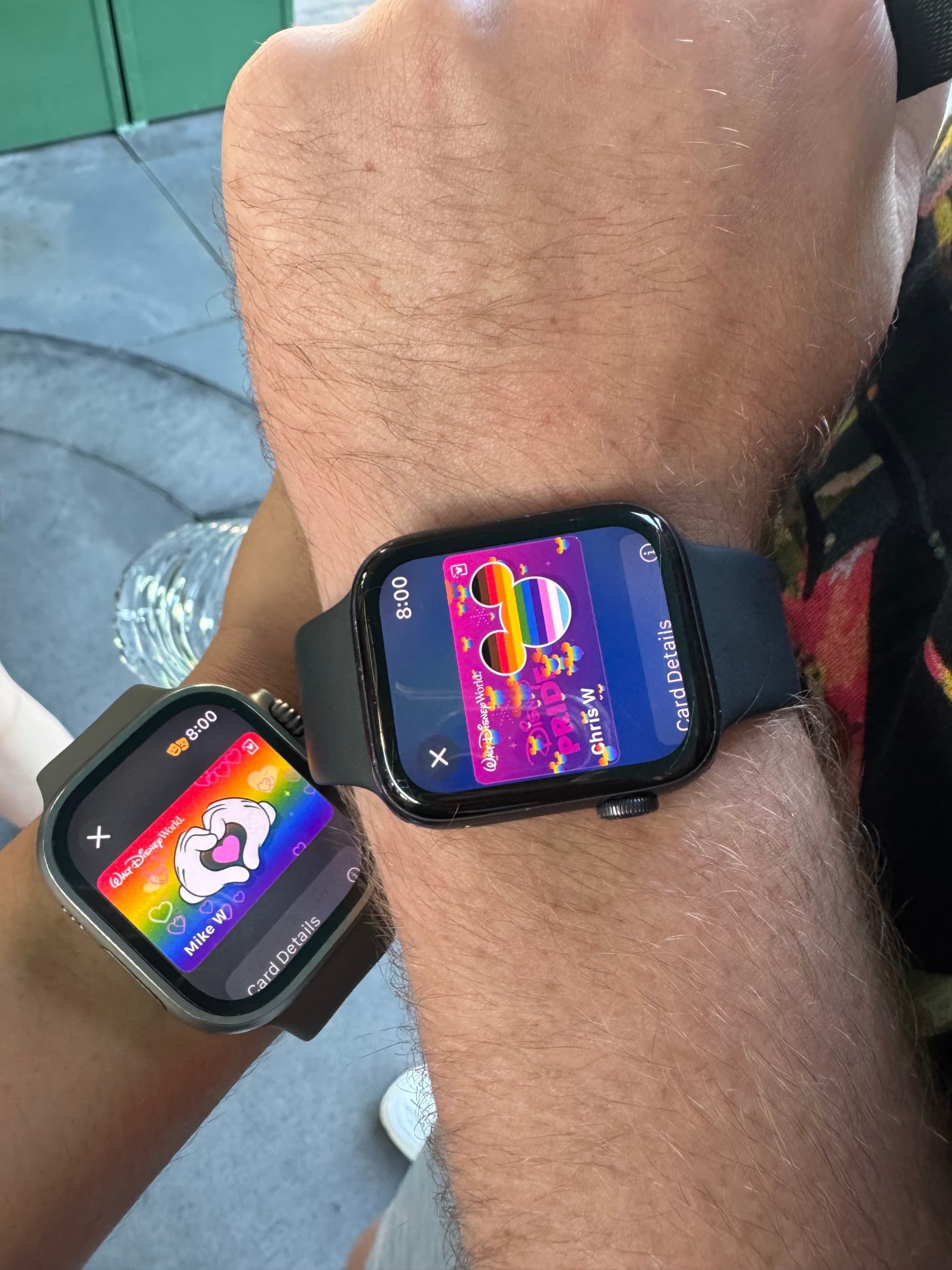 Men hands wearing smartwatches