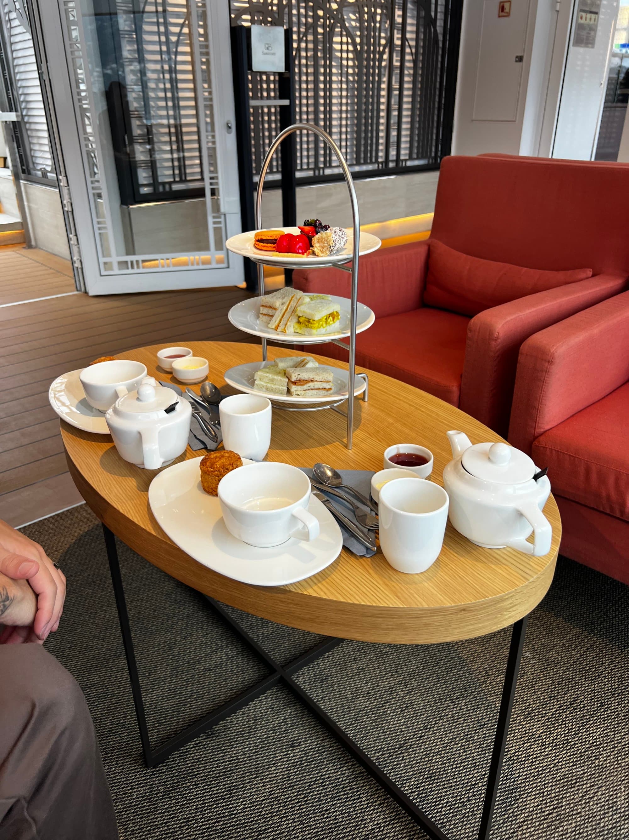 Tiered plates on a table