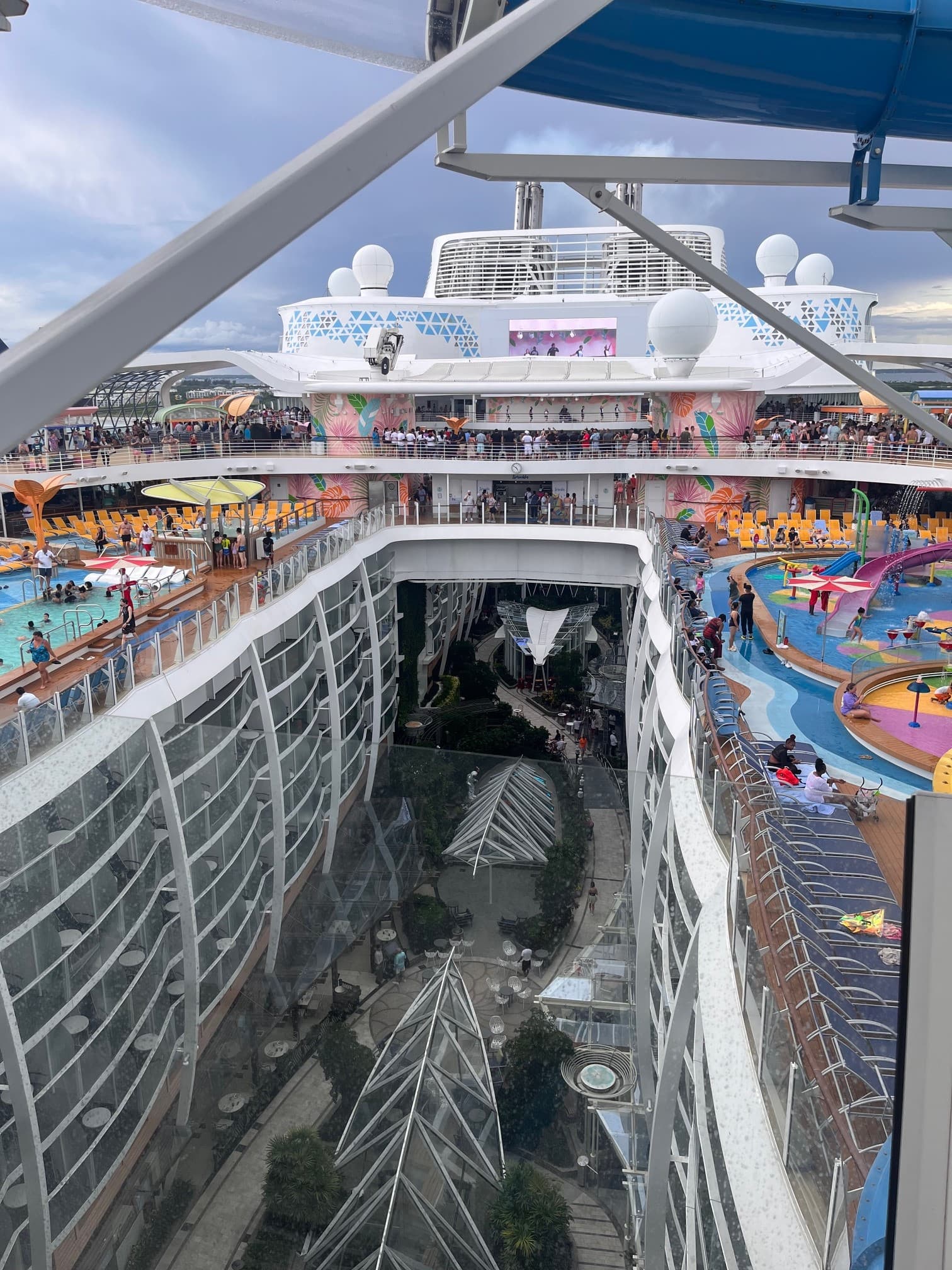 Aerial view of a cruise ship