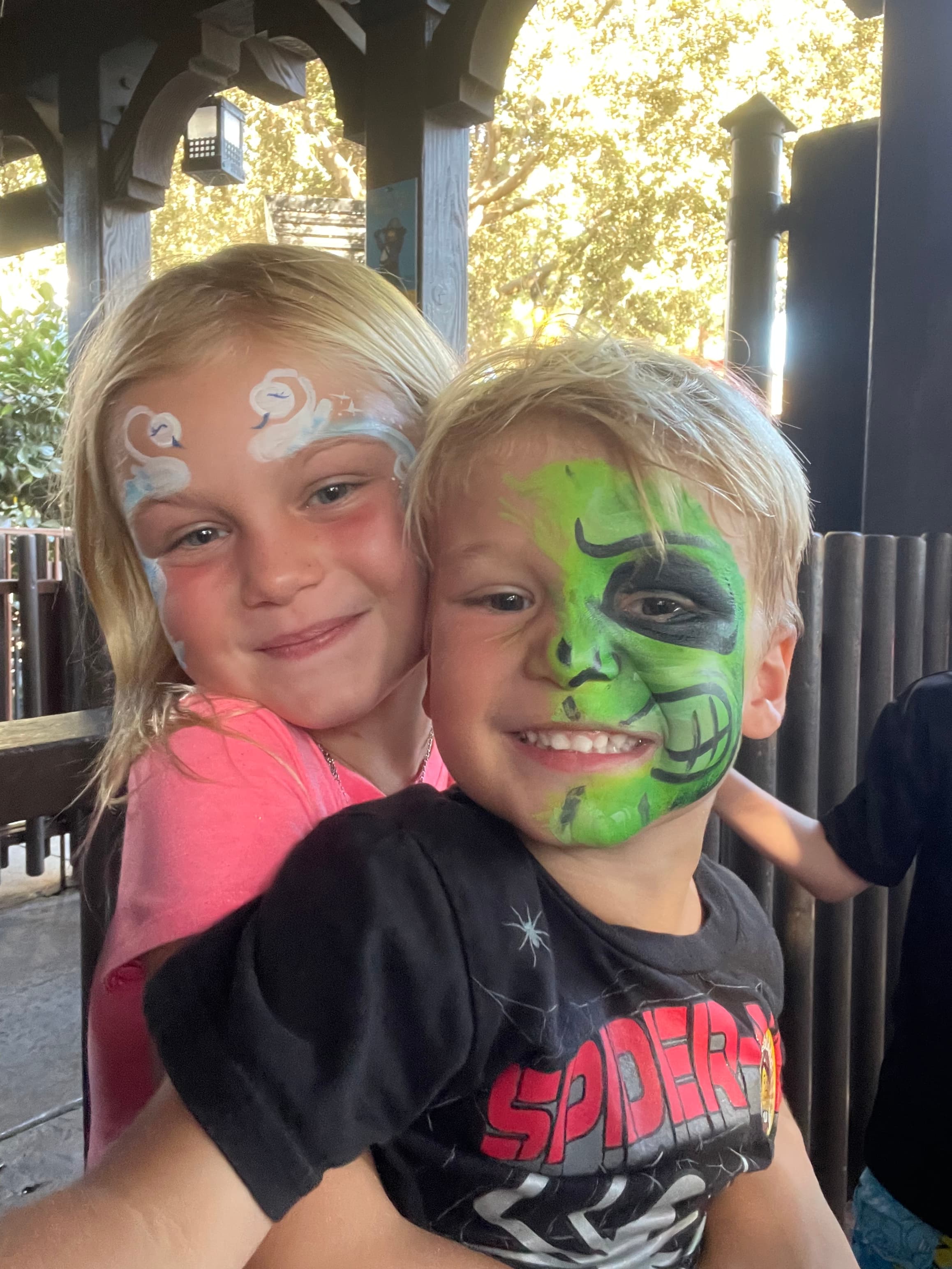 Kids wearing facepaint while in Legoland Resort California.