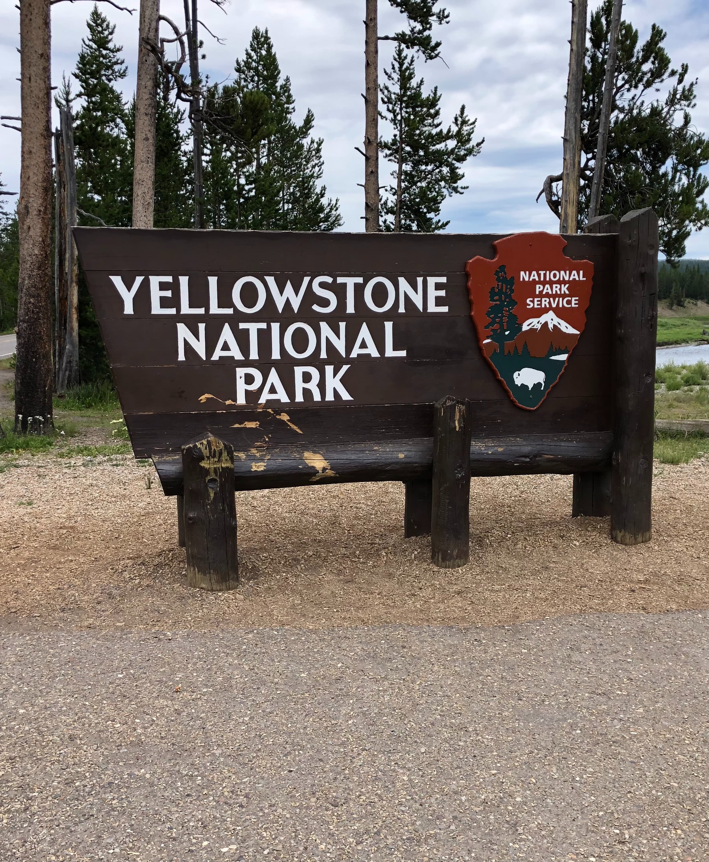 Sign at the entrance of Yellowstone National Park