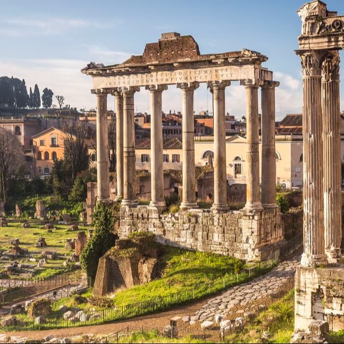 a building and pillars Historical Landmark in Rome