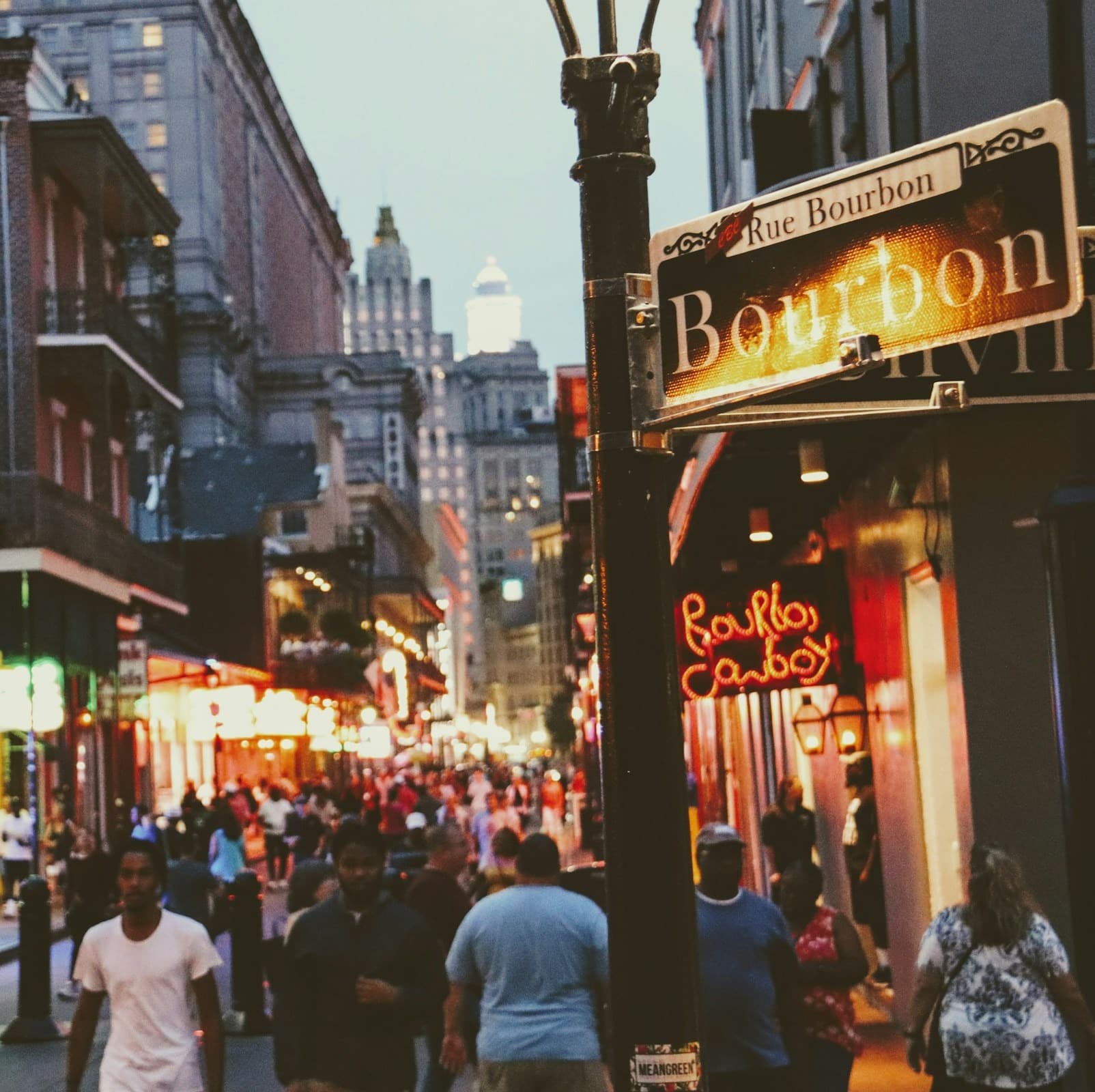People walking in Bourbon street, New Orleans.