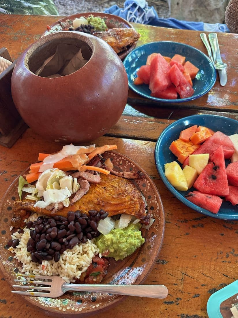 A food view of a traditional Mayan lunch