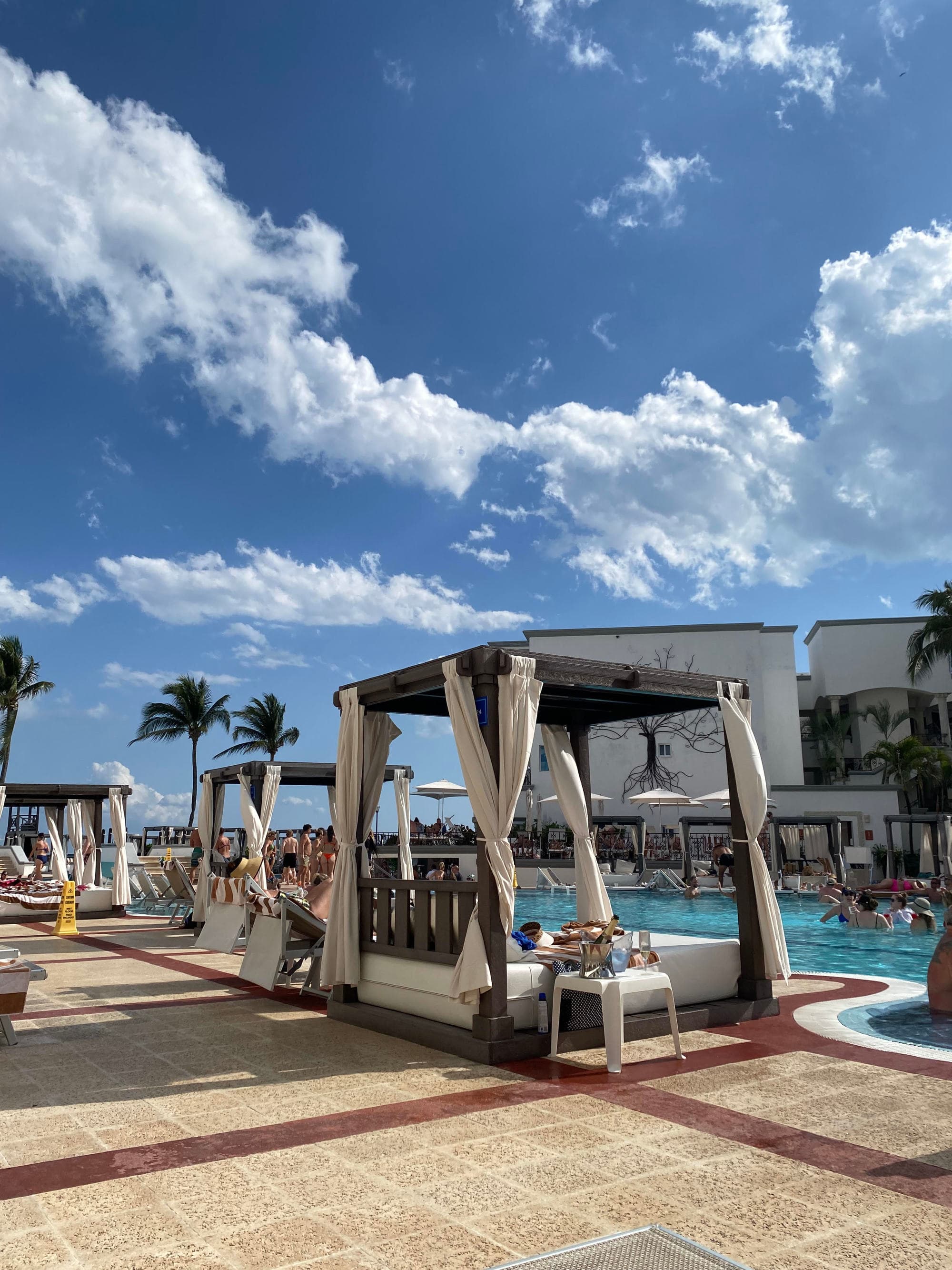 Poolside cabanas during the daytime
