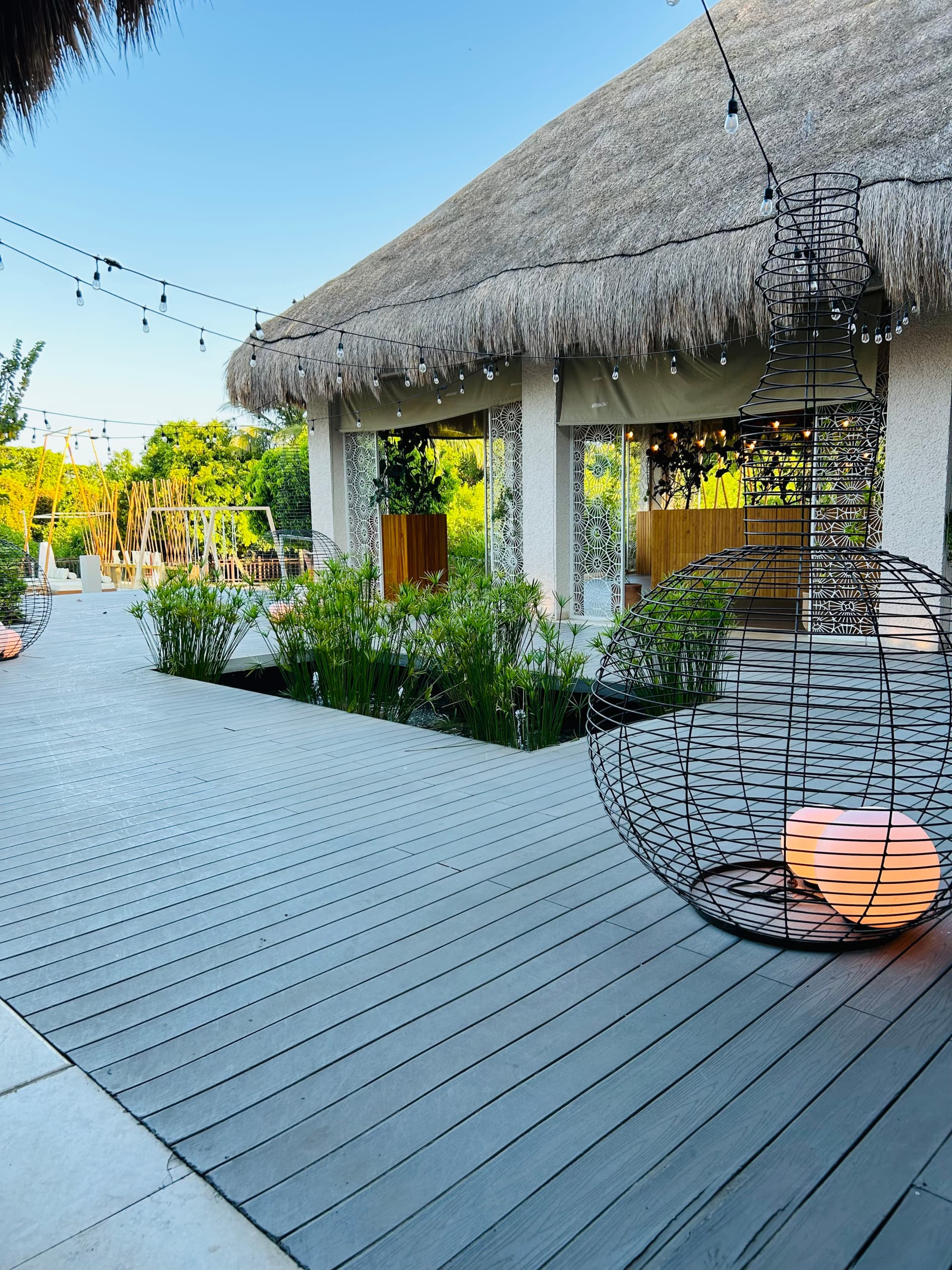 An outdoor deck area