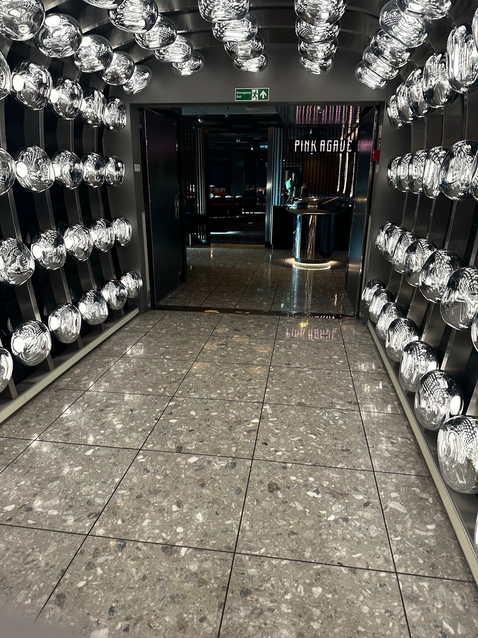 The entrance to Pink Agave, with a tunnel of lights - Shelly Maffia