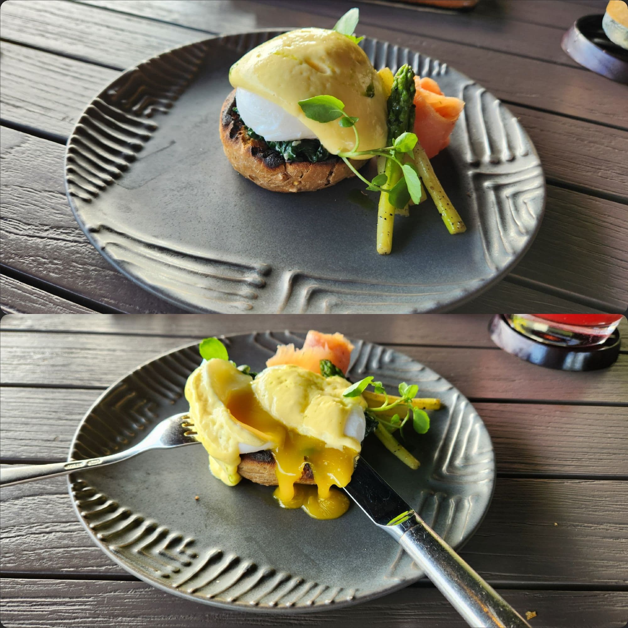 Food on a black plate