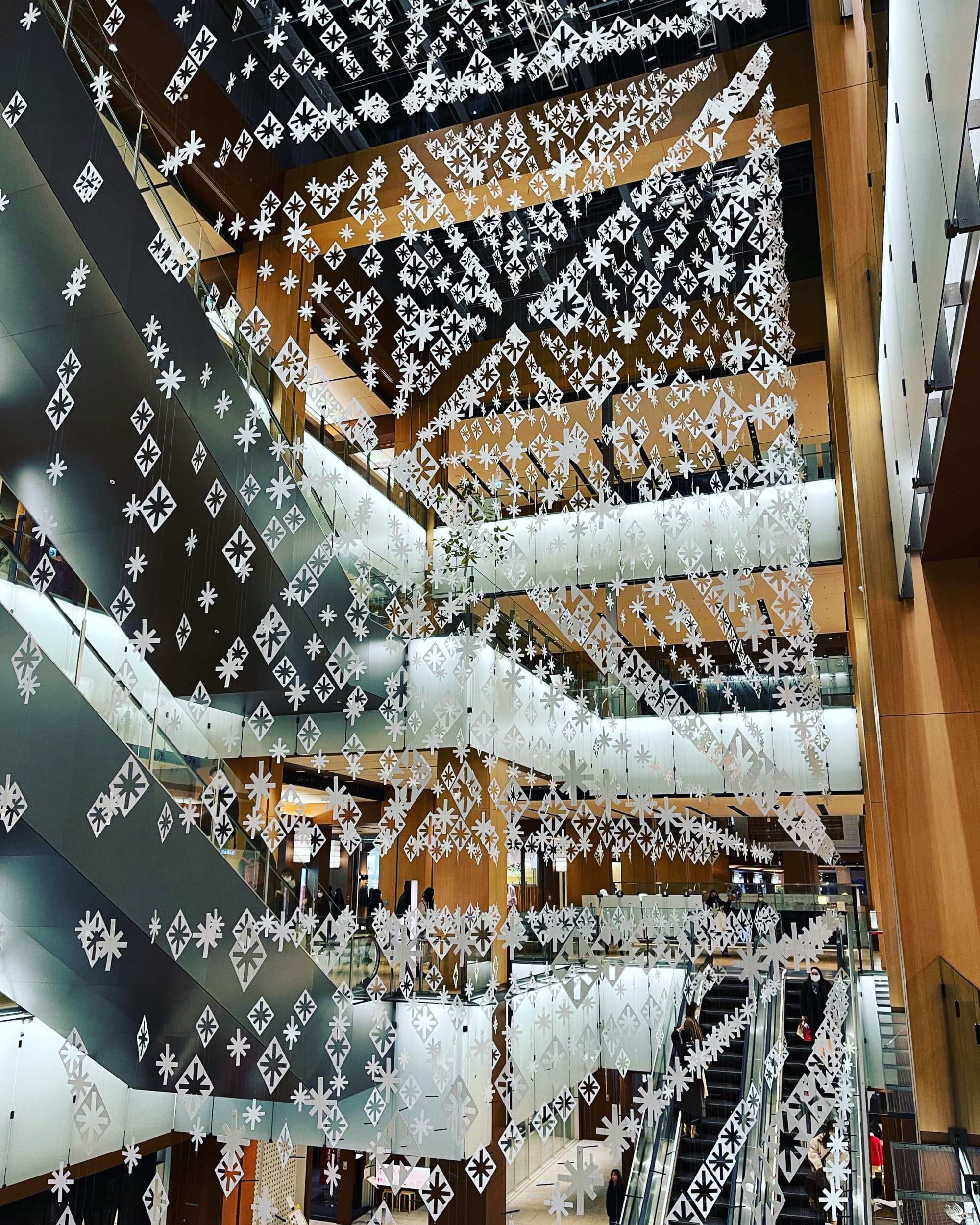 Christmas decorations through a window