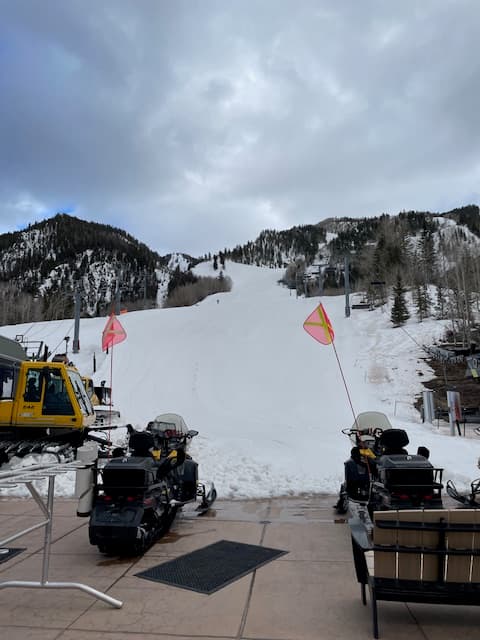 The bottom of a ski mountain, something you can see while in Aspen Colorado for New Years.