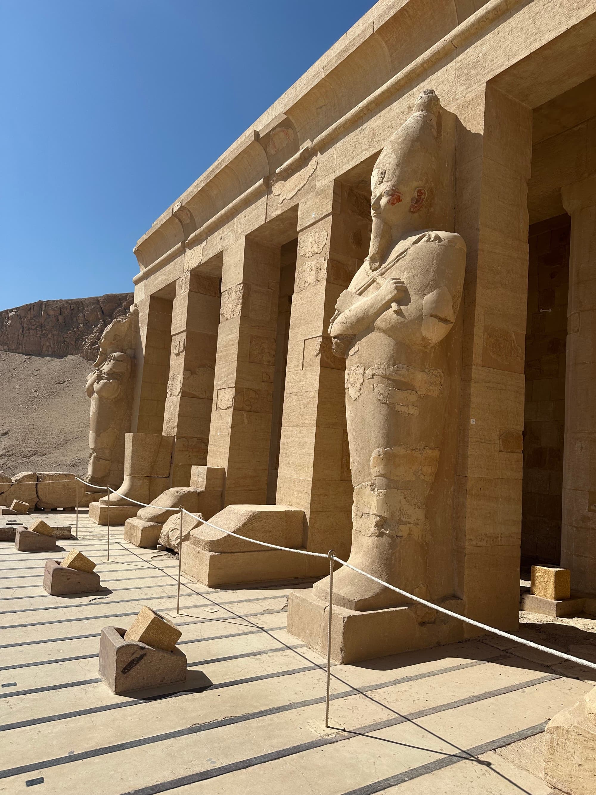 Hatshepsut's tomb with carved statues outside