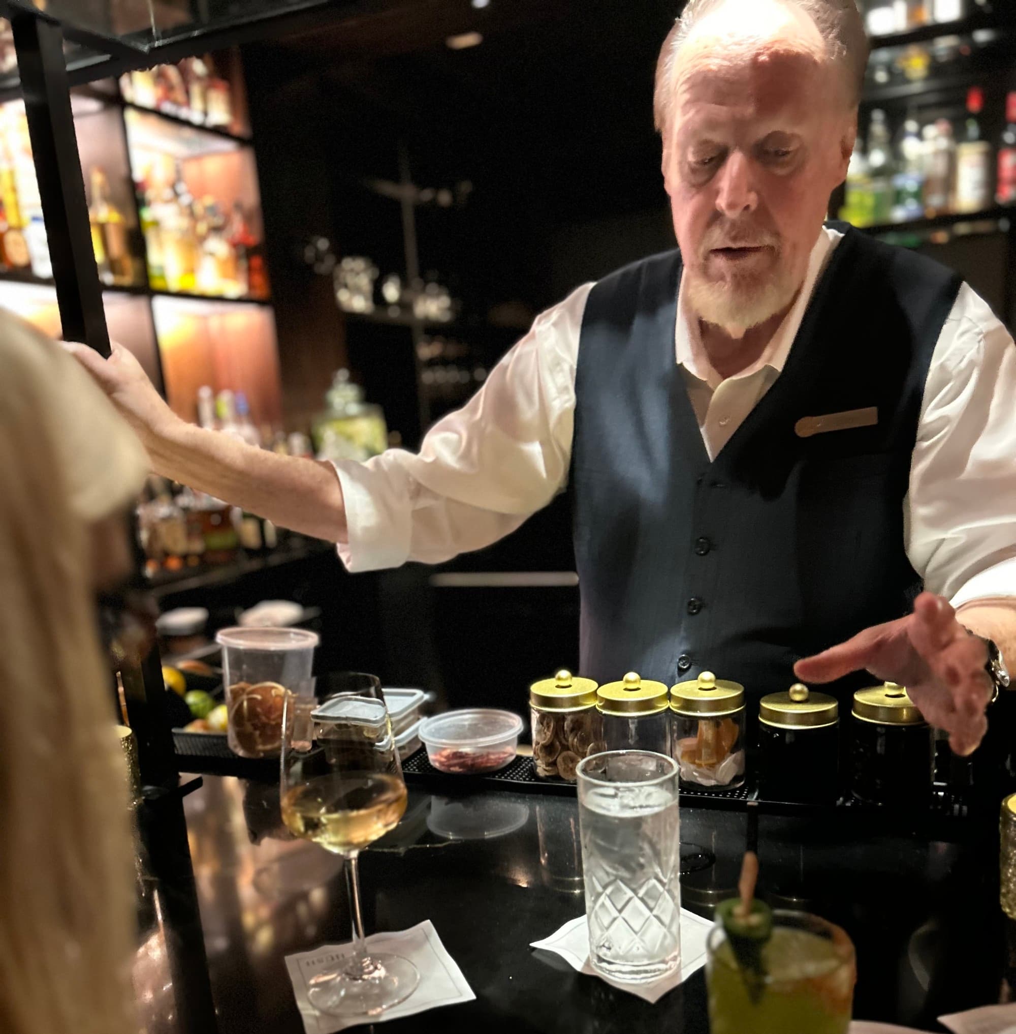 Bartender serving drinks